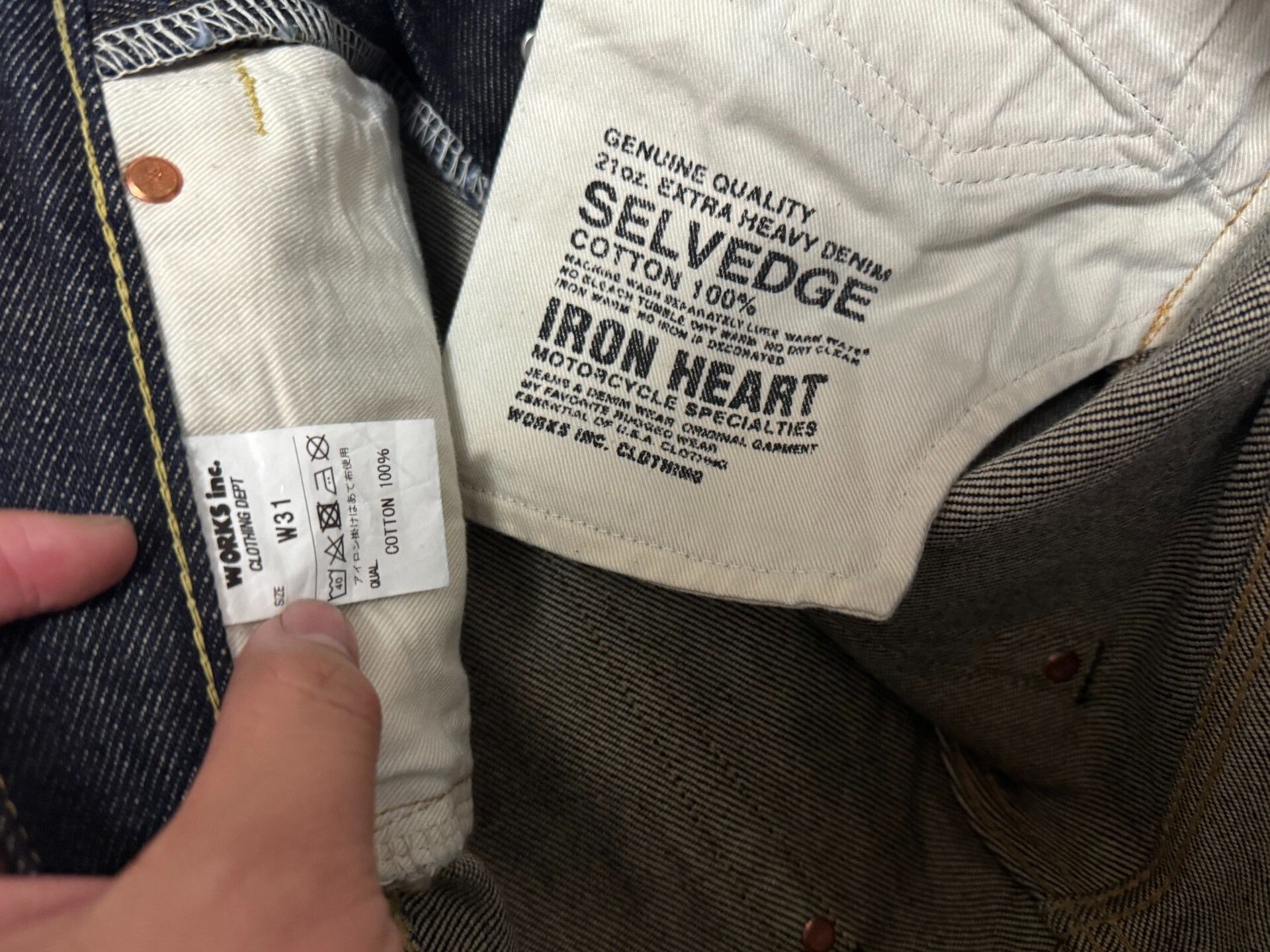 Momotaro Jeans Iron Heart 21oz Raw Denim Jeans Size US 31 - 5 Thumbnail
