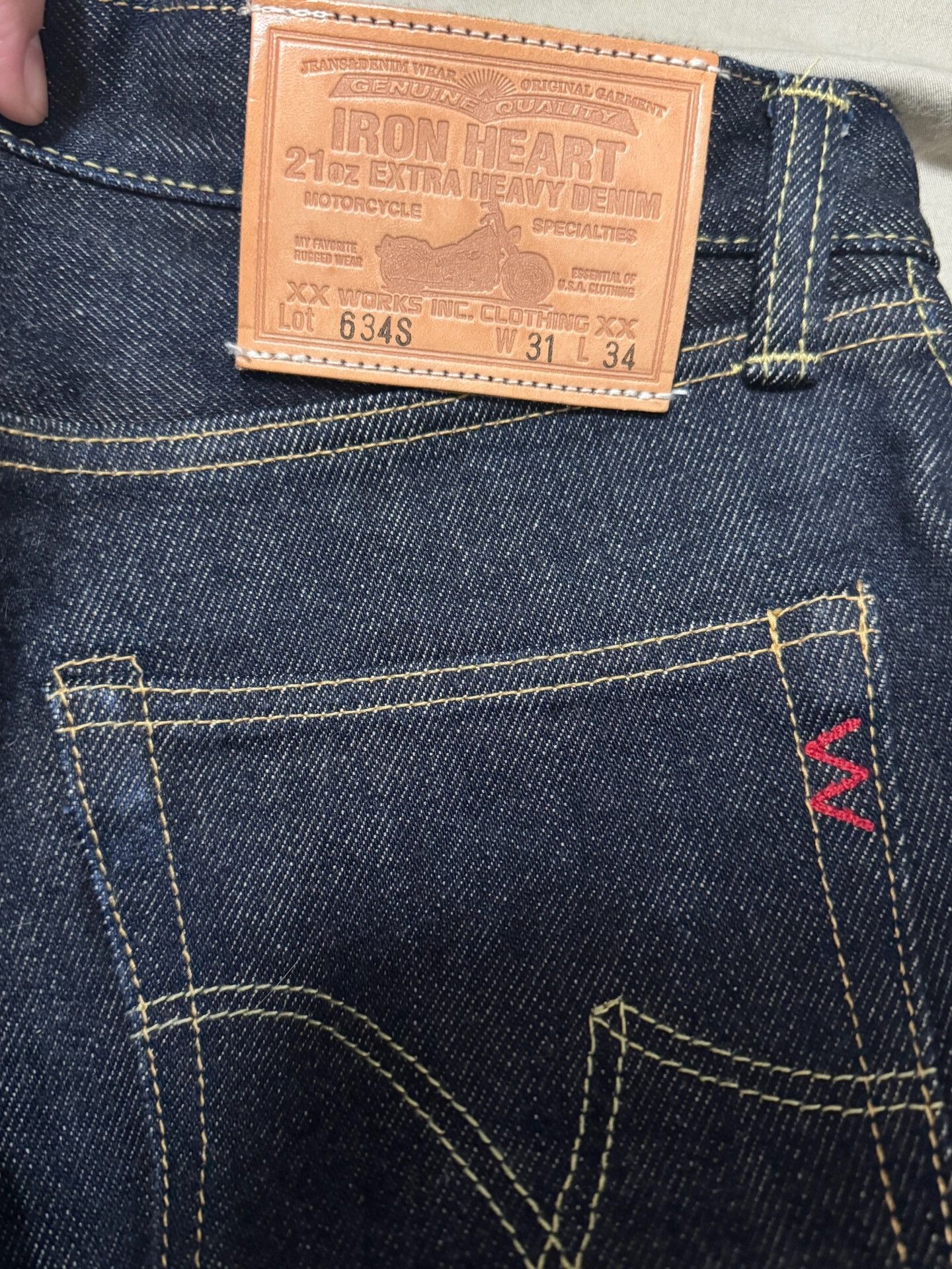 Momotaro Jeans Iron Heart 21oz Raw Denim Jeans Size US 31 - 3 Thumbnail