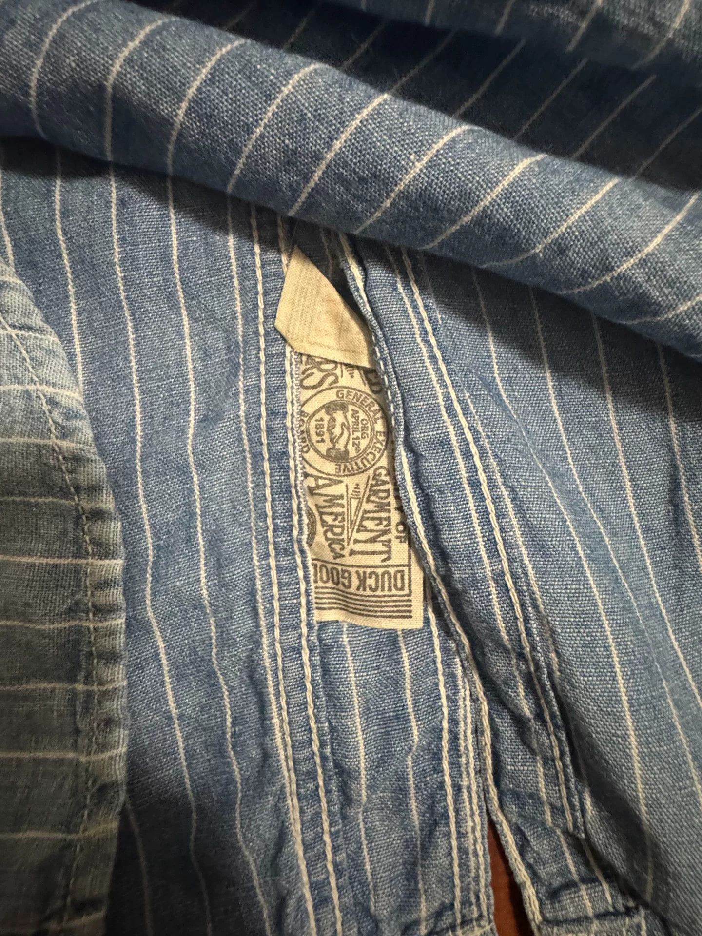 Freewheelers Blue Striped Denim Button-Up Shirt Size US M / EU 48-50 / 2 - 6 Thumbnail