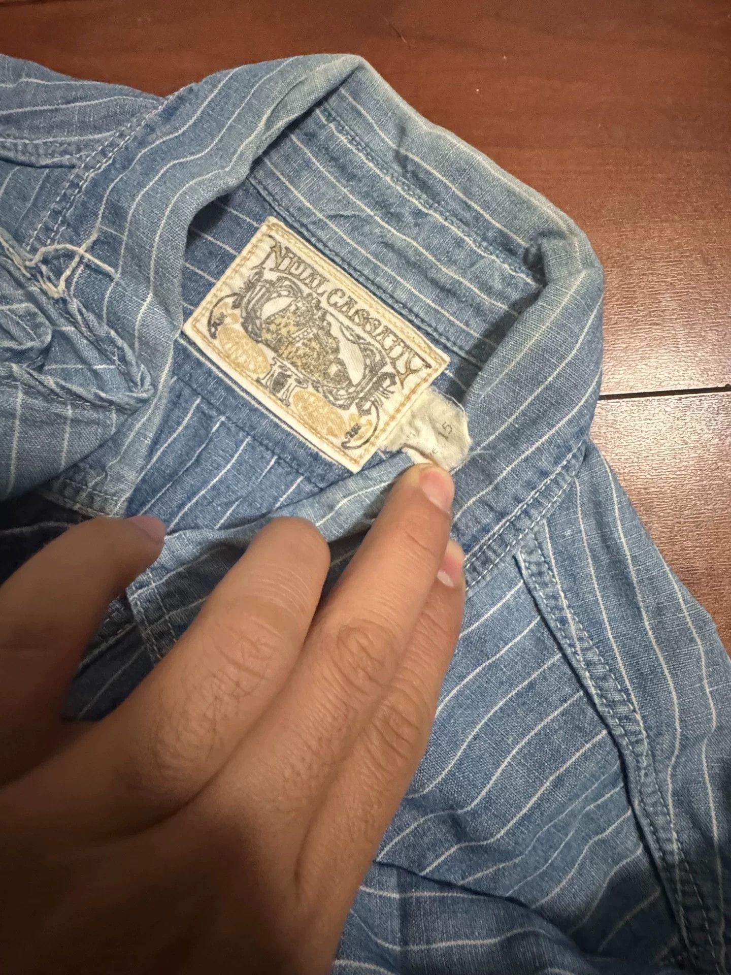 Freewheelers Blue Striped Denim Button-Up Shirt Size US M / EU 48-50 / 2 - 3 Thumbnail
