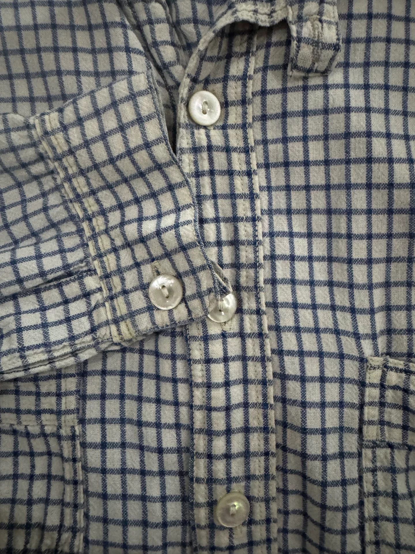 Freewheelers Vintage Blue-White Checkered Shirt Size US L / EU 52-54 / 3 - 3 Thumbnail
