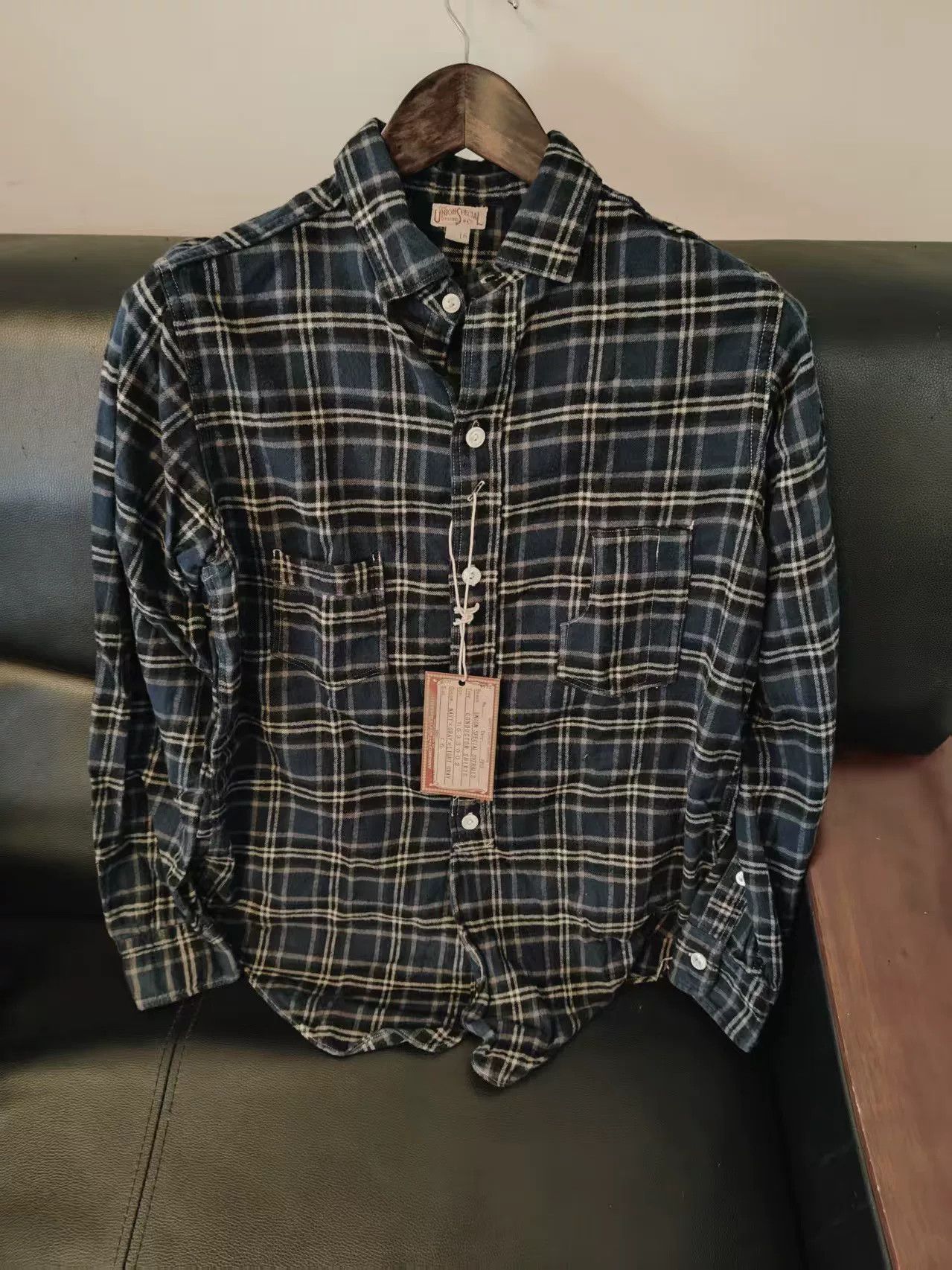 Freewheelers Navy Gray Wool Shirt by Freewheelers Size US XL / EU 56 / 4 - 6 Thumbnail