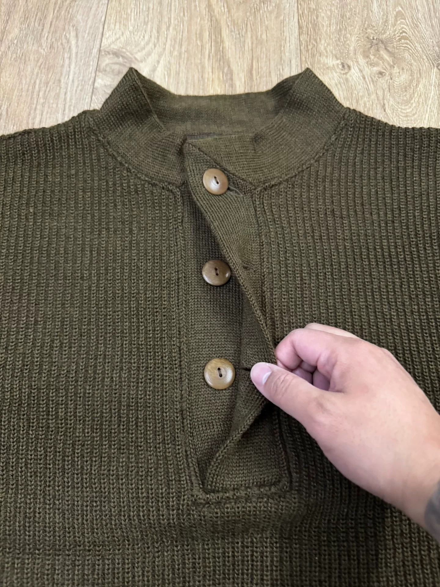 The Real McCoy's Olive Green Wool Knit Sweater Size US S / EU 44-46 / 1 - 3 Thumbnail