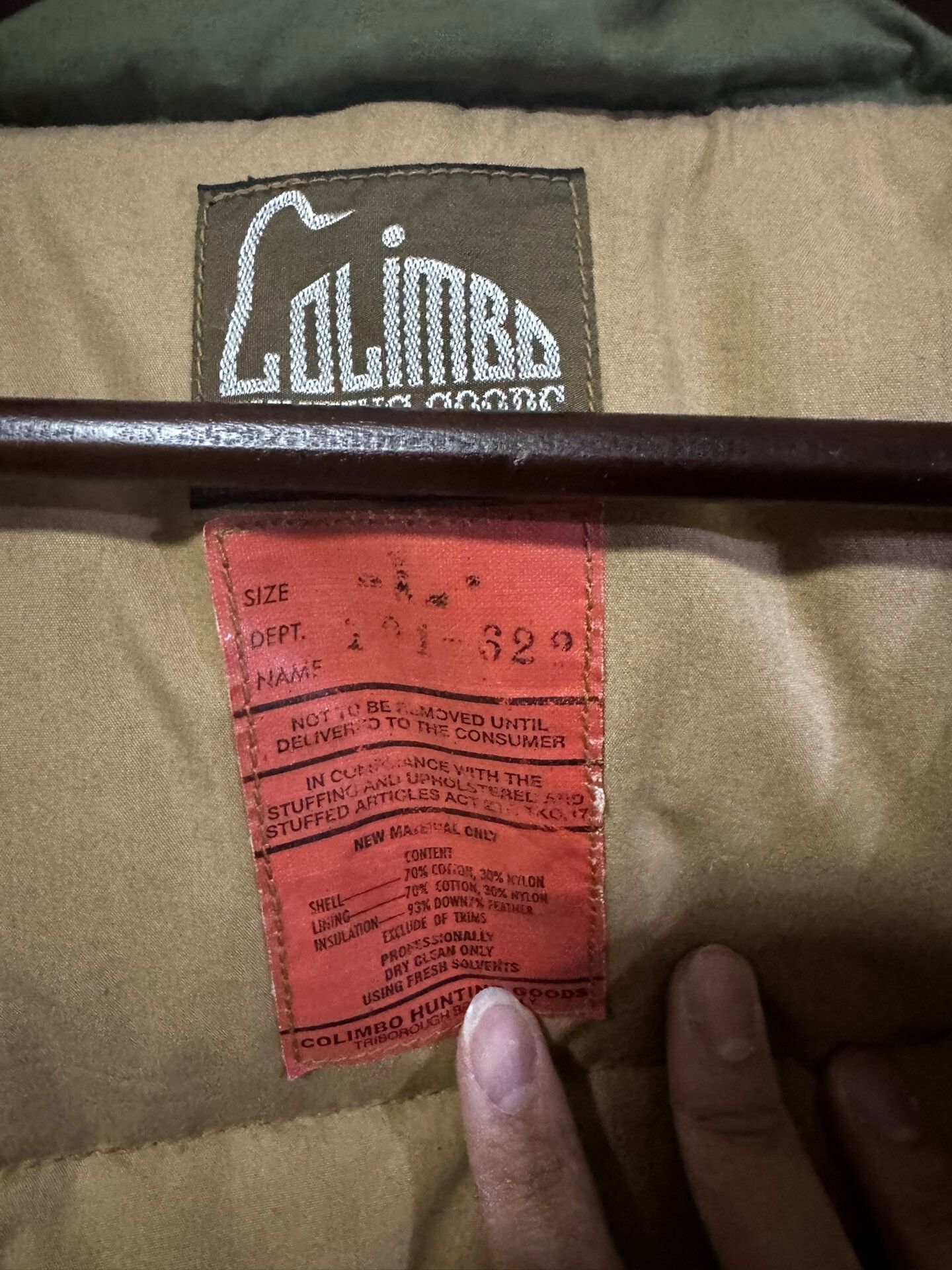 COLIMBO Vintage Green Down Jacket for Cold Weather Size US L / EU 52-54 / 3 - 7 Thumbnail