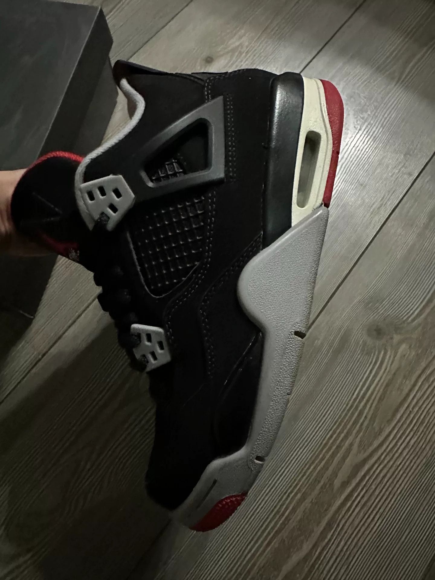 Jordan Brand Nike Air Jordan 4 Black Red Sneakers Size US 6.5 / IT 36.5 - 4 Thumbnail