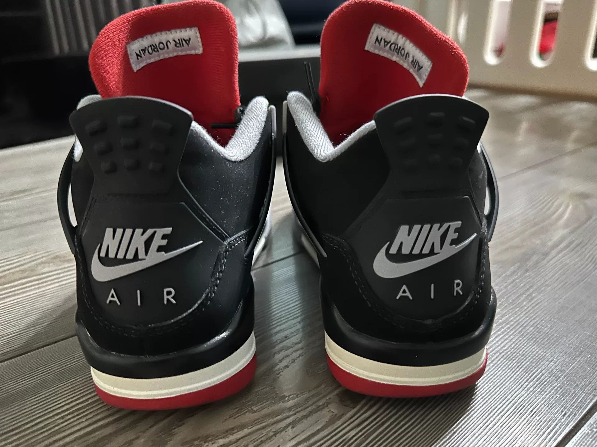 Jordan Brand Nike Air Jordan 4 Black Red Sneakers Size US 6.5 / IT 36.5 - 5 Thumbnail