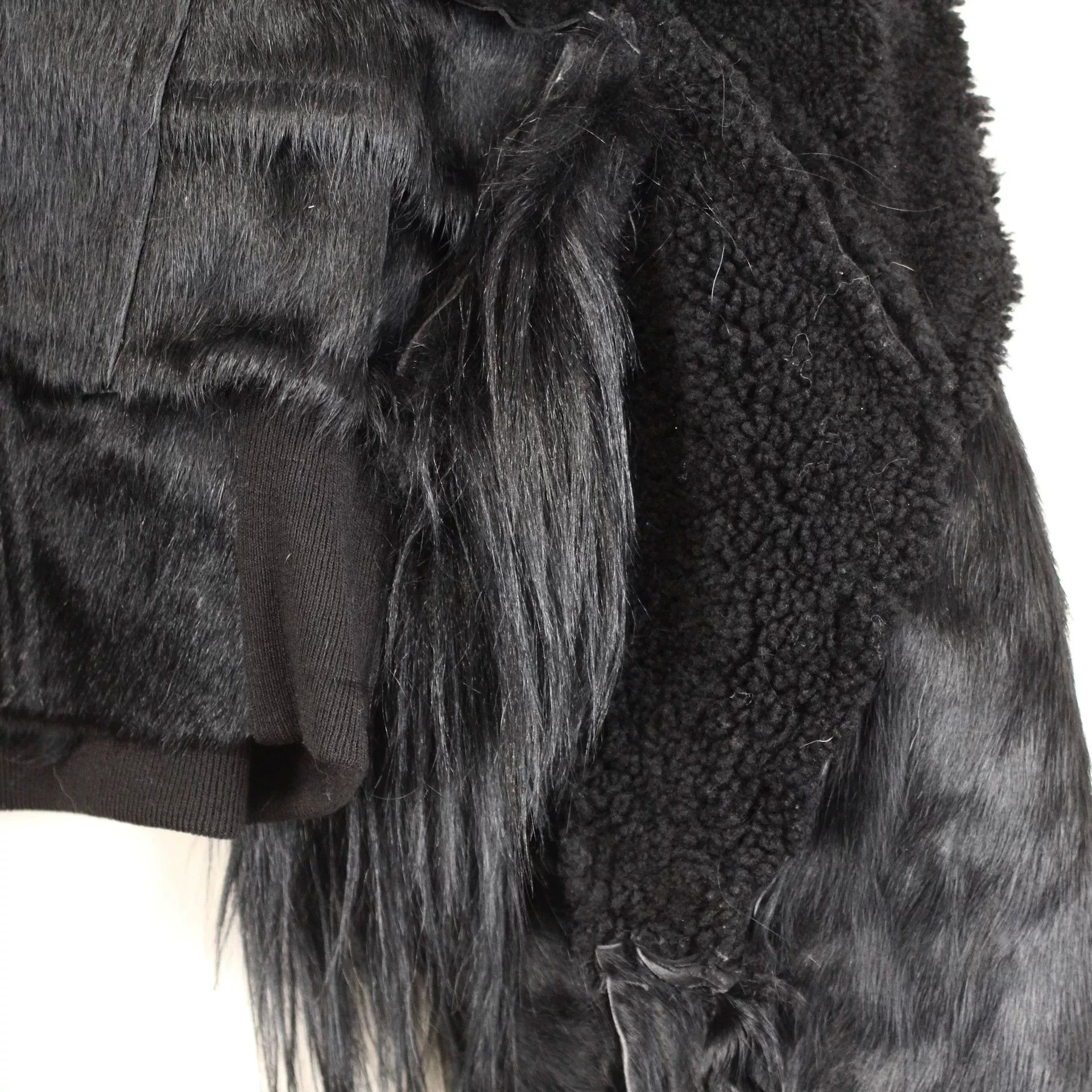Rick Owens Rick Owens Black Mixed Material Jacket Size US XXS / EU 40 - 2 Thumbnail