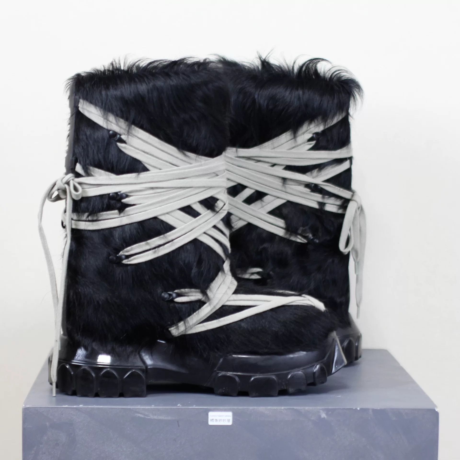Rick Owens Rick Owens Black Furry Lace-Up Boots Size US 5.5 / EU 38 - 3 Thumbnail