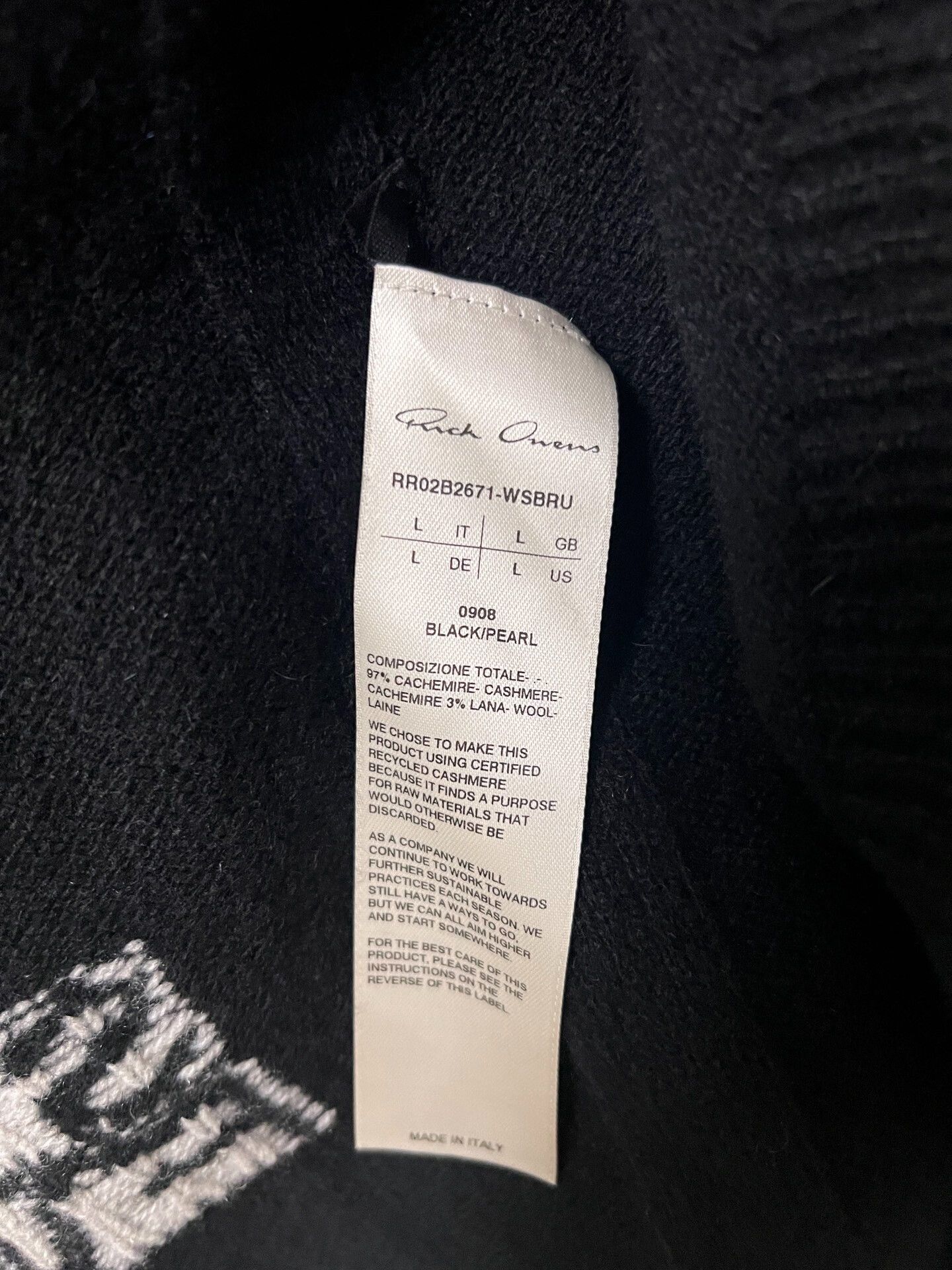 Rick Owens Rick Owens Lettered Cashmere Sweater Size US L / EU 52-54 / 3 - 7 Thumbnail