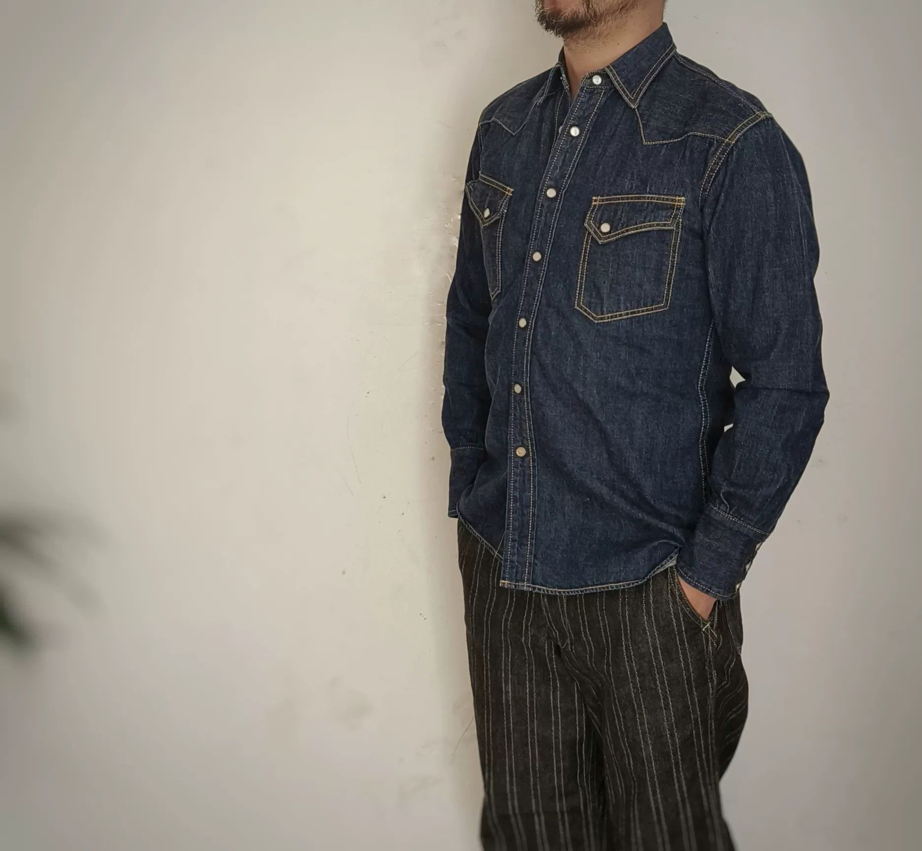 The Flat Head Embroidered Denim Western Shirt Size US XXS / EU 40 - 2 Thumbnail