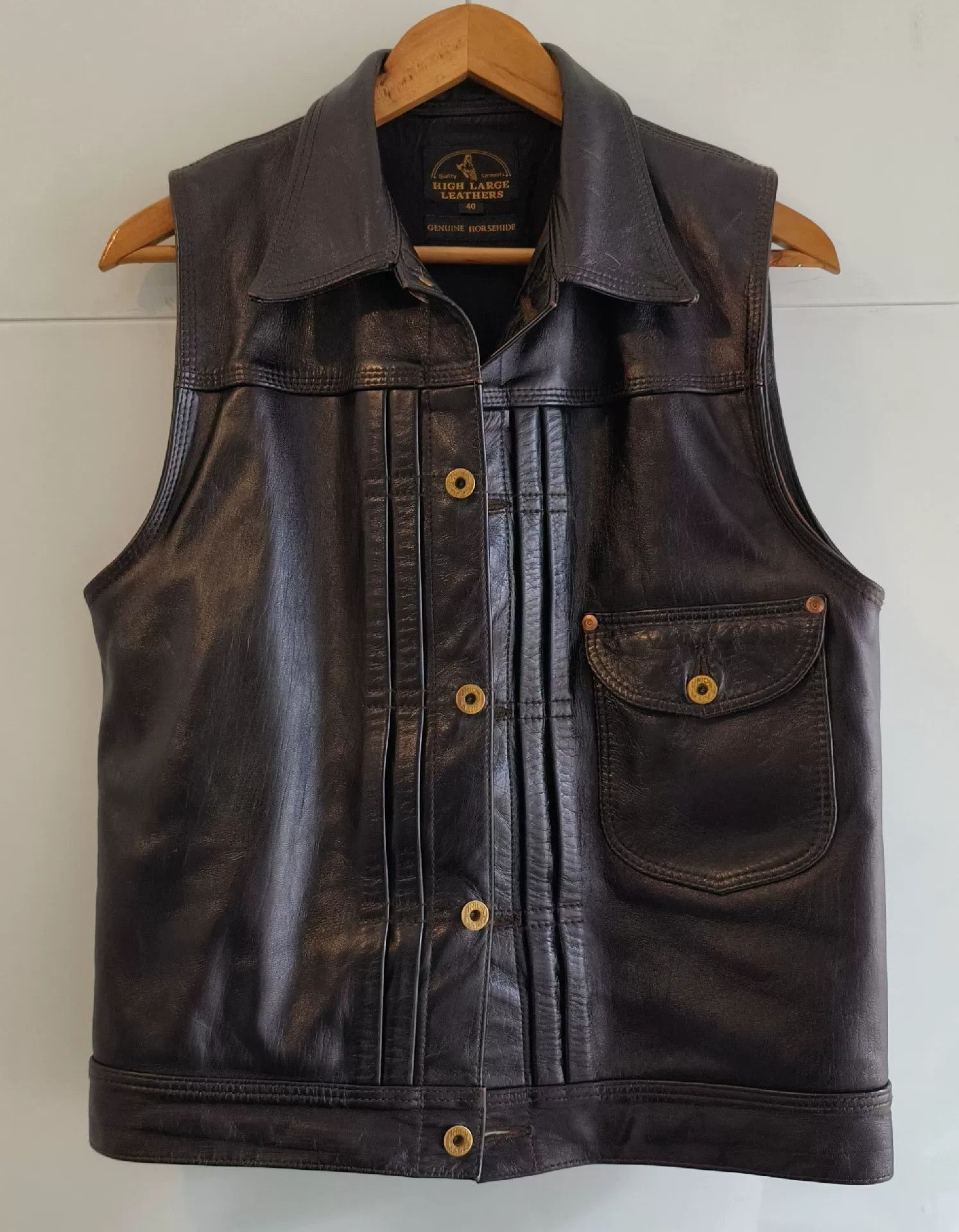 L.C. King Vintage Black Leather Motorcycle Vest Size US L / EU 52-54 / 3 - 3 Thumbnail
