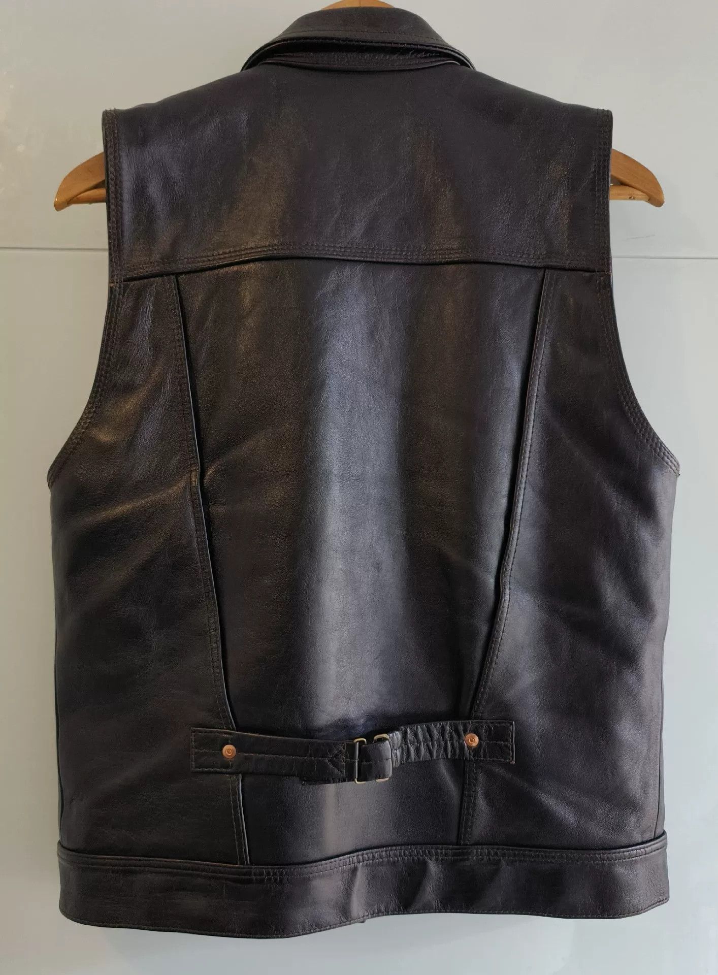 L.C. King Vintage Black Leather Motorcycle Vest Size US L / EU 52-54 / 3 - 4 Thumbnail