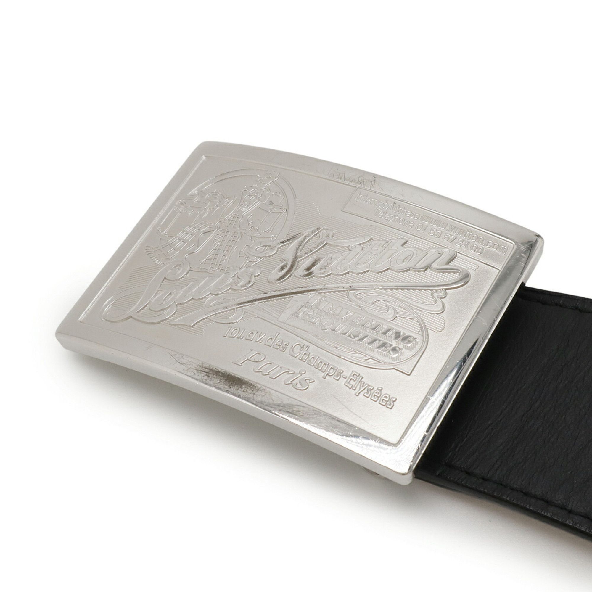 Other LOUIS VUITTON Santur Jeans Belt, Leather, Noir, Black, Men's, #90, M6812U Size ONE SIZE - 4 Thumbnail