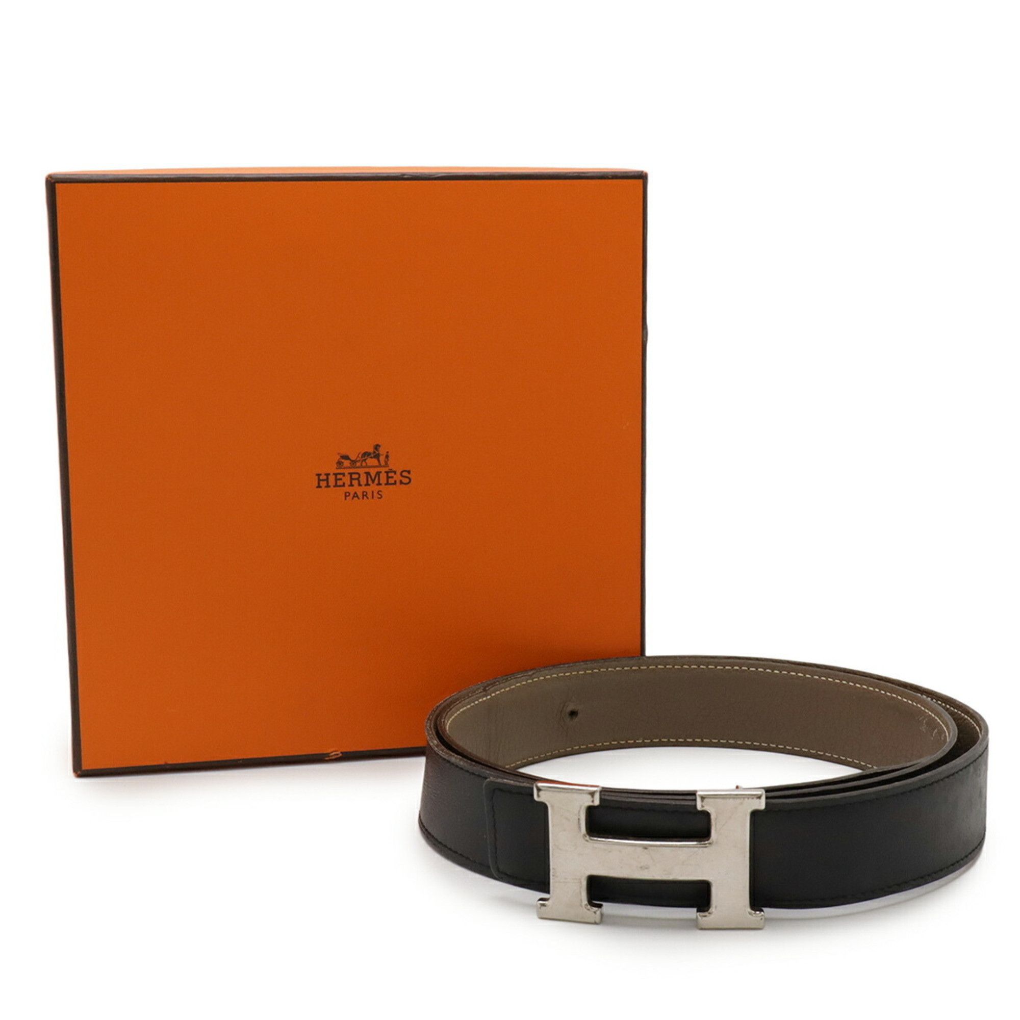Other HERMES H-belt with H-buckle, reversible box calf leather, Togo black, Etoupe #100, □Q stamped Size ONE SIZE - 10 Thumbnail
