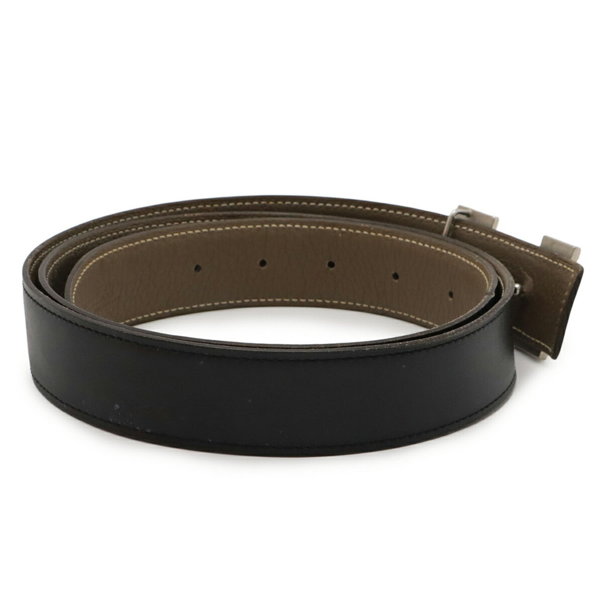 Other HERMES H-belt with H-buckle, reversible box calf leather, Togo black, Etoupe #100, □Q stamped Size ONE SIZE - 3 Thumbnail
