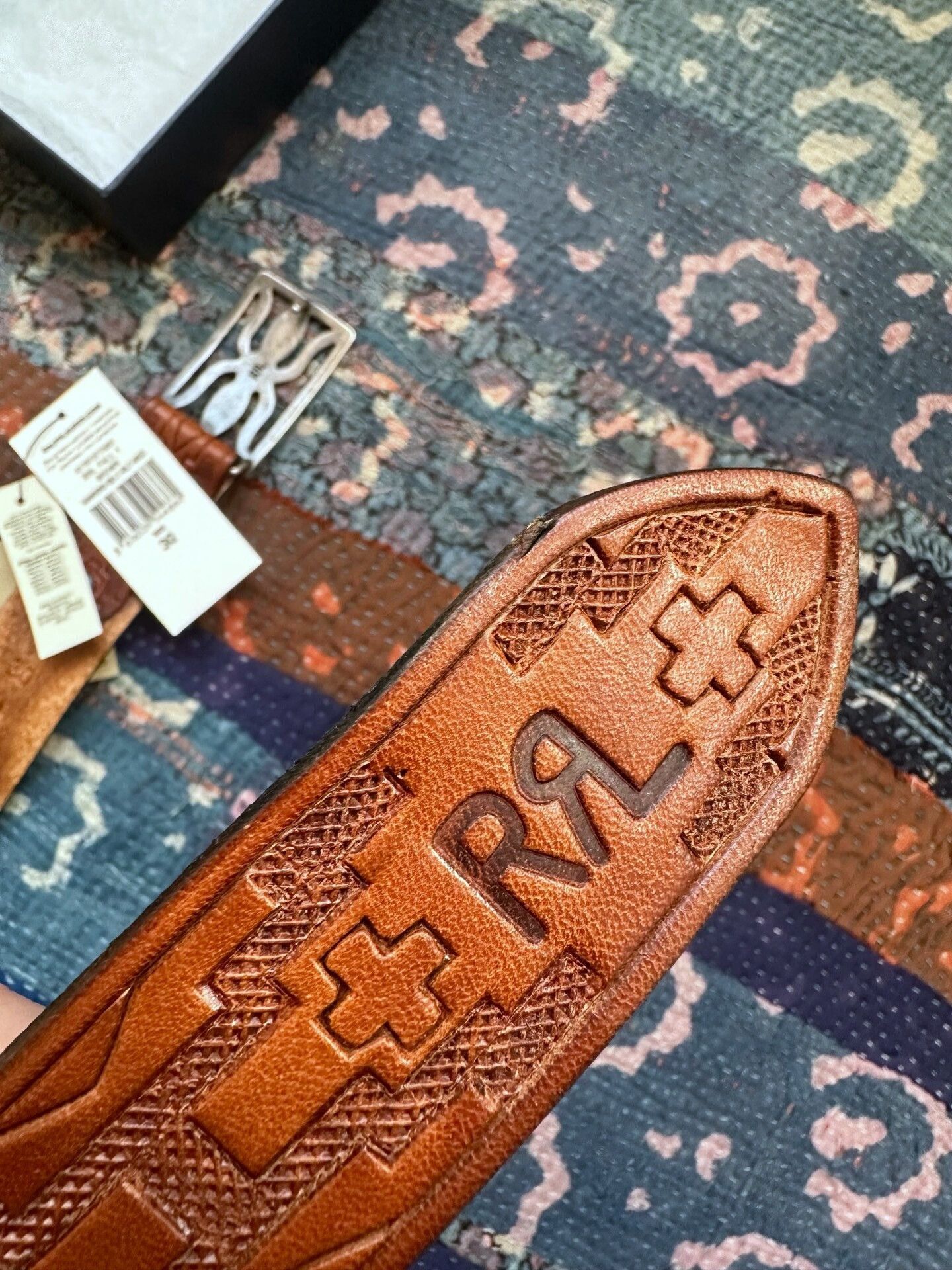RRL Ralph Lauren RRL Spider Carved Leather Belt Size ONE SIZE - 6 Thumbnail