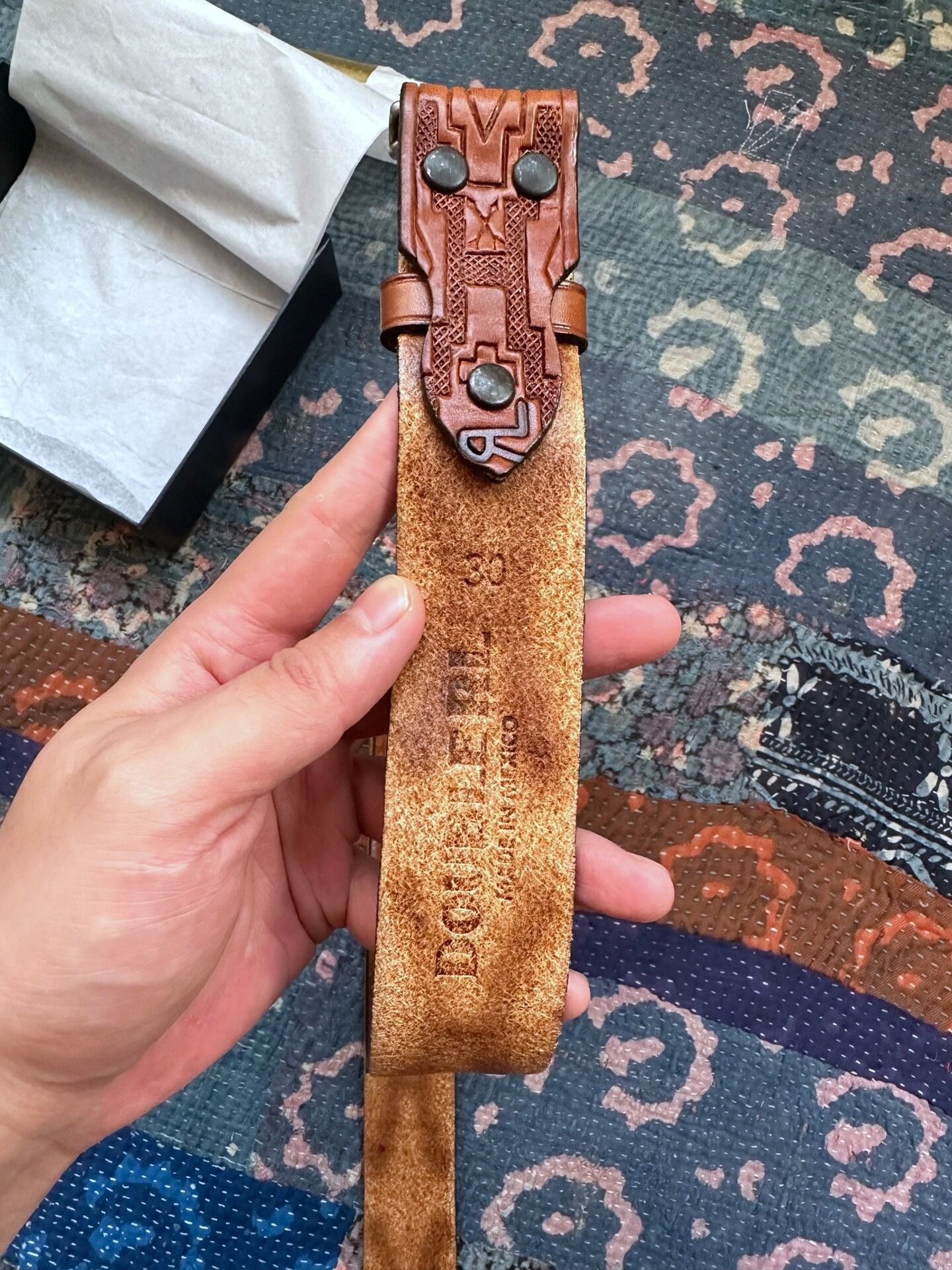 RRL Ralph Lauren RRL Spider Carved Leather Belt Size ONE SIZE - 2 Thumbnail