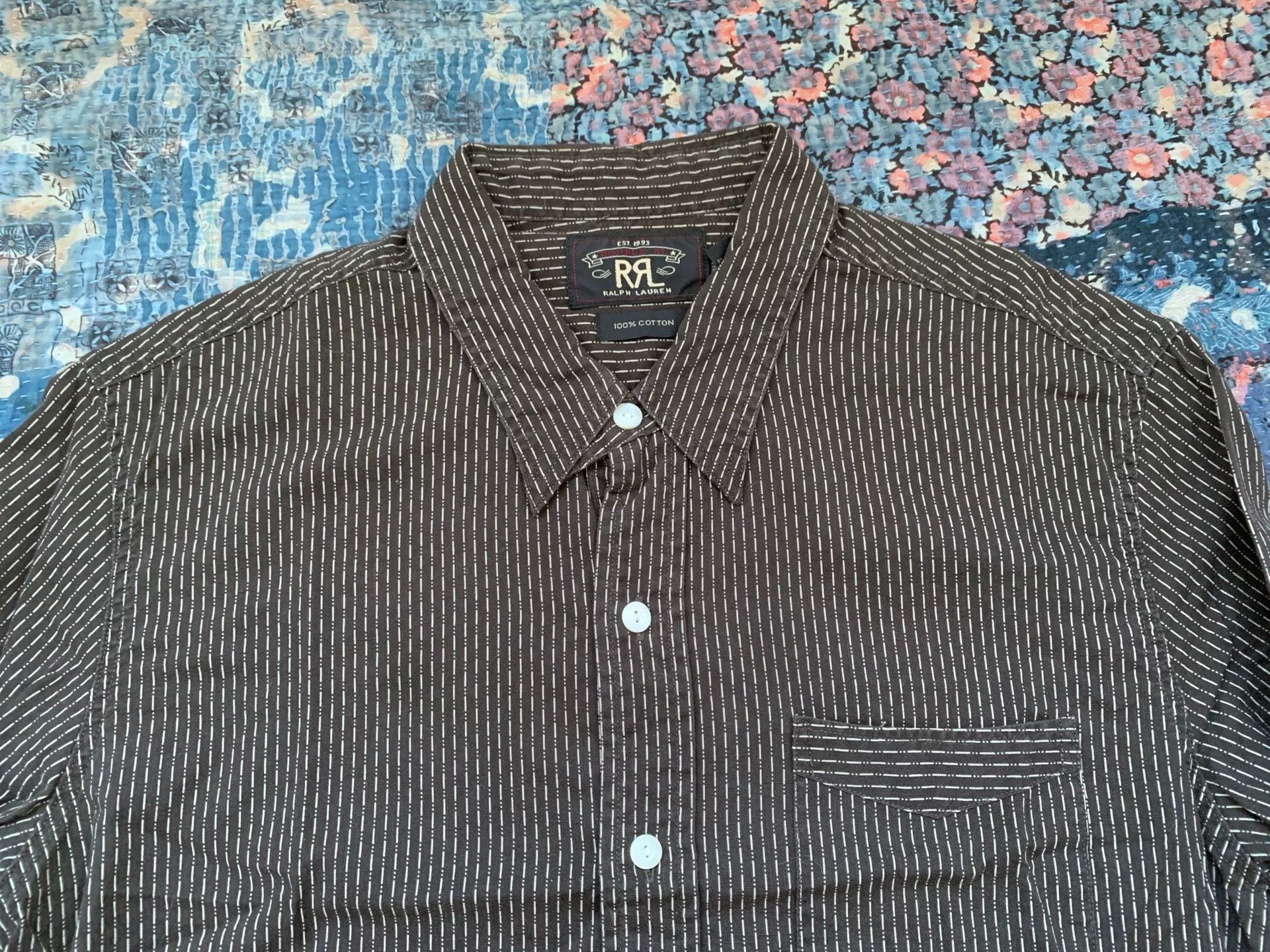 RRL Ralph Lauren Striped Utility Work Shirt Size M Size US M / EU 48-50 / 2 - 4 Thumbnail