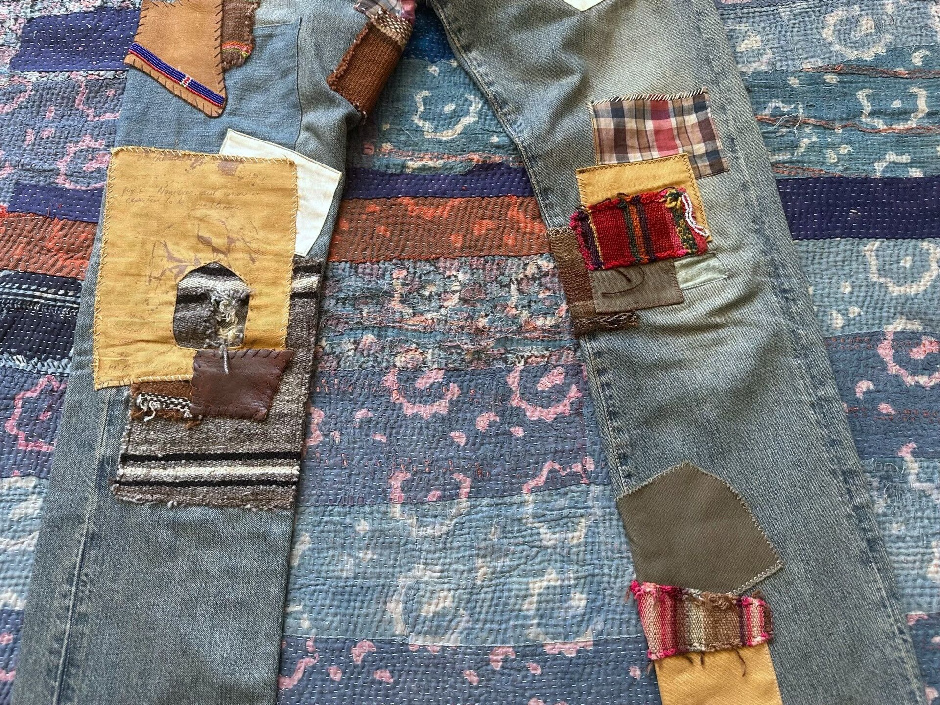 RRL Ralph Lauren Polo Ralph Lauren Patchwork Denim Jeans Size US 29 - 4 Thumbnail