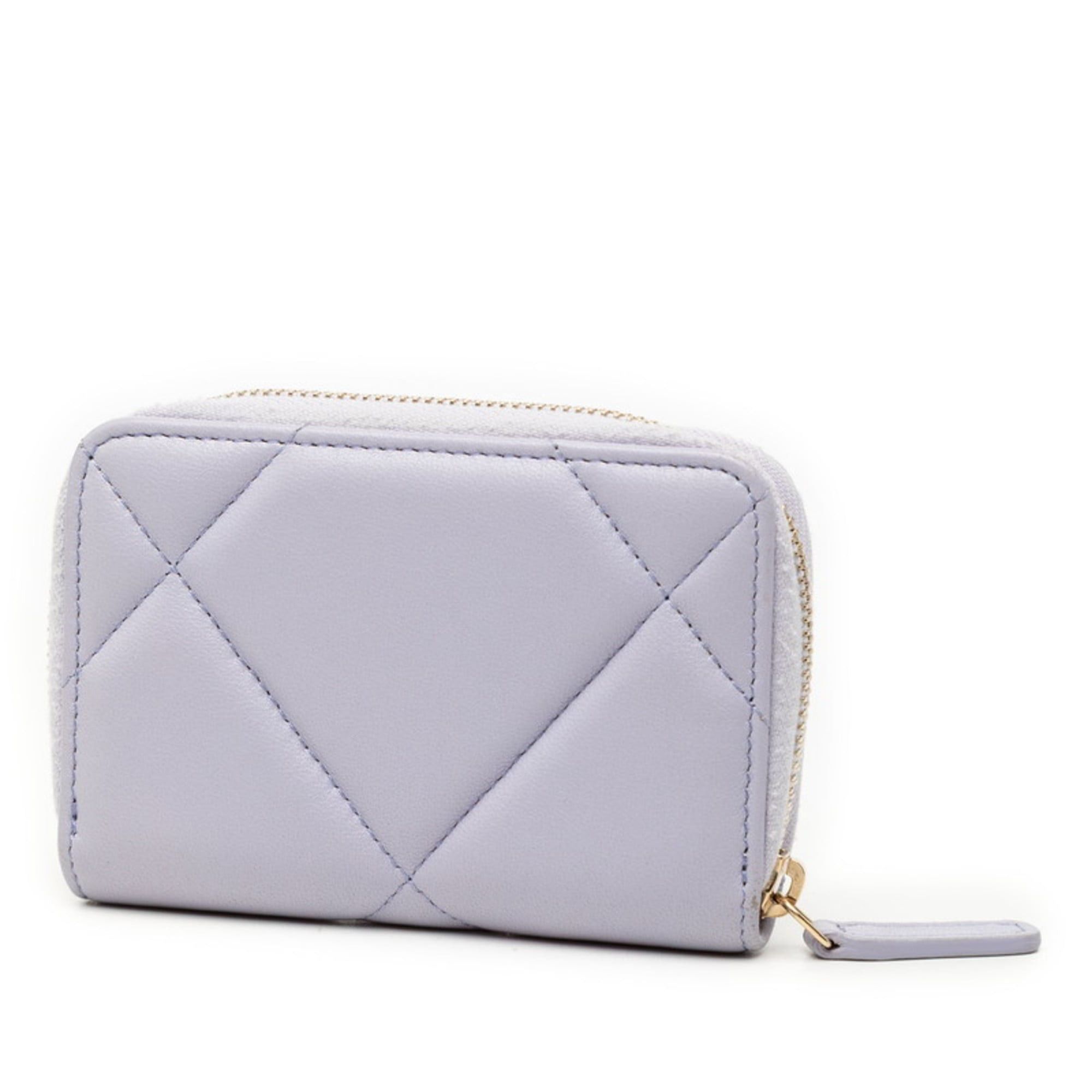 Chanel Chanel Coco Mark Matelasse 19 Business Card Case/Card Case/Pass Case Round Zipper Purple Lambskin Women's CHANEL Size ONE SIZE - 2 Thumbnail