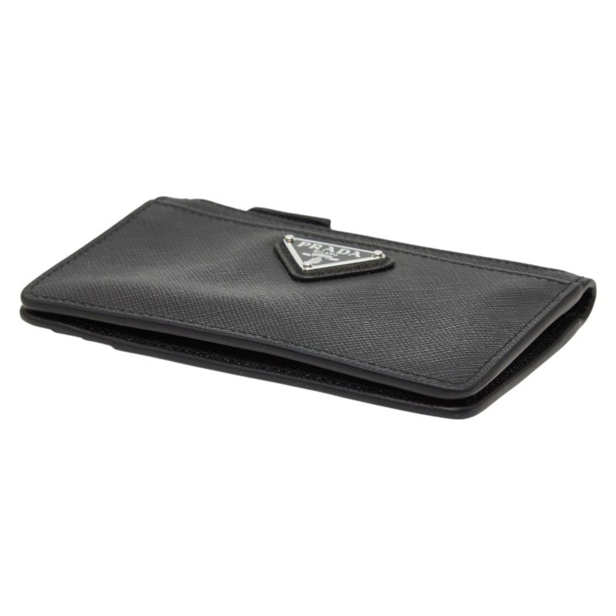 Prada Prada Triangle Logo Plate Wallet/Coin Case/Business Card Case 2MC084 Black Saffiano Leather Women's PRADA Size ONE SIZE - 4 Thumbnail