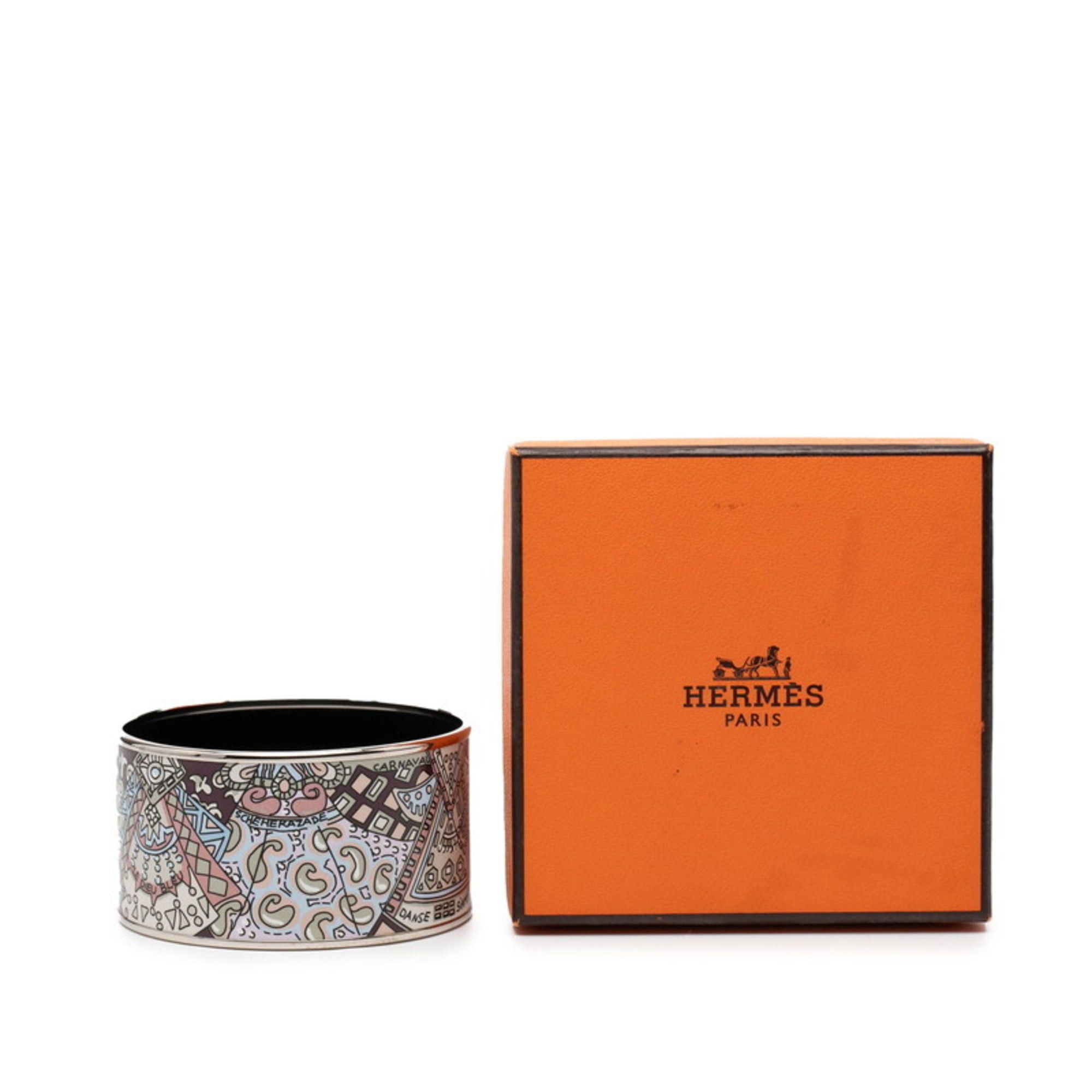 Hermes Hermes TGM Enamel Cloisonne Bangle in Silver and Multicolor Metal for Women Size ONE SIZE - 6 Thumbnail