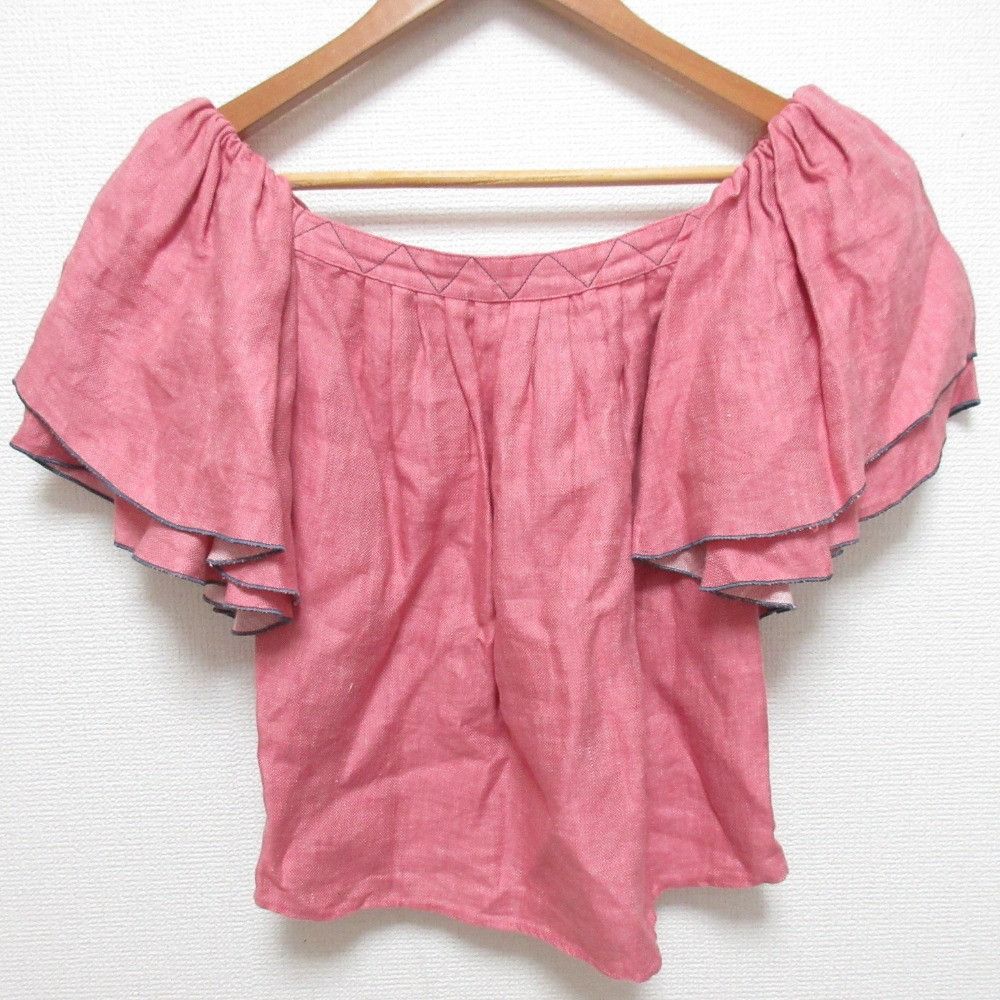 Other Other MYLAN Linen Off Shoulder Gathered Blouse Textile Tops DUTY FREE for USA Size ONE SIZE - 3 Thumbnail