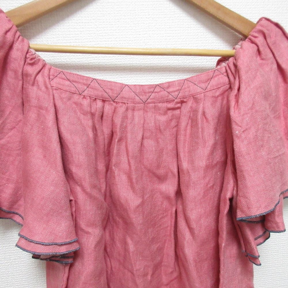 Other Other MYLAN Linen Off Shoulder Gathered Blouse Textile Tops DUTY FREE for USA Size ONE SIZE - 4 Thumbnail