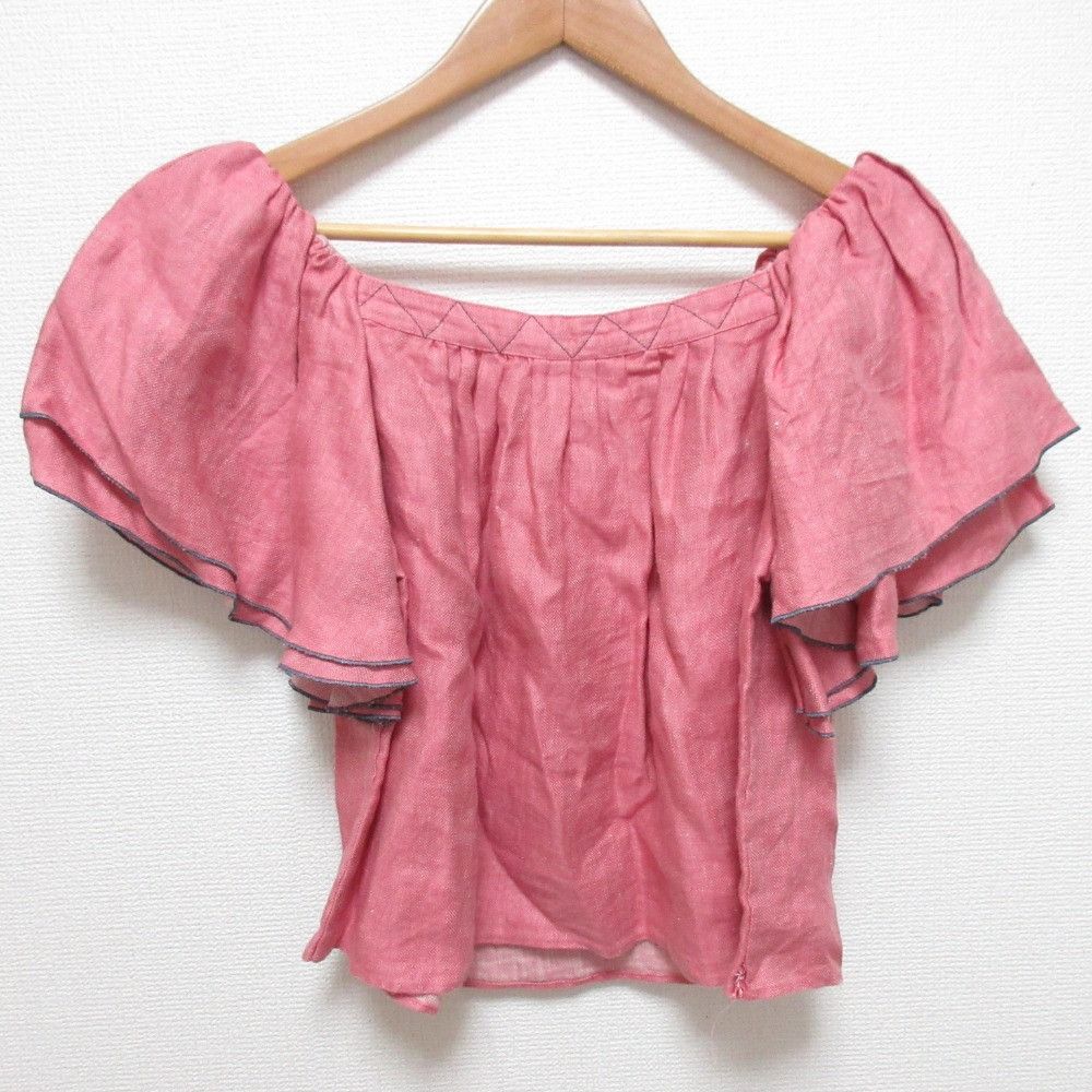 Other Other MYLAN Linen Off Shoulder Gathered Blouse Textile Tops DUTY FREE for USA Size ONE SIZE - 2 Thumbnail