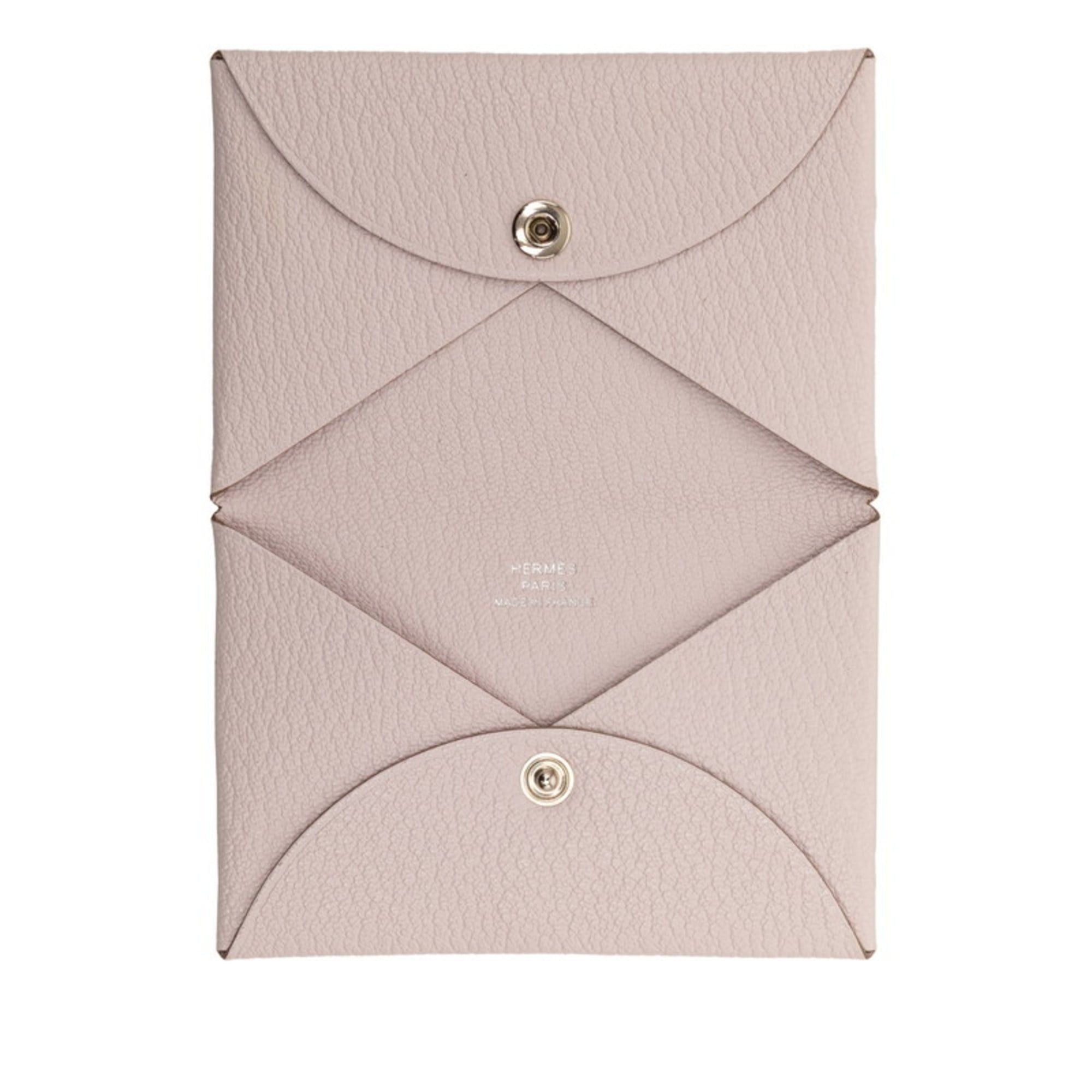 Hermes Hermes Hermès Calvi Business Card Case, Mauve Pale Pink Chevre Mysore, Women's Size ONE SIZE - 4 Thumbnail