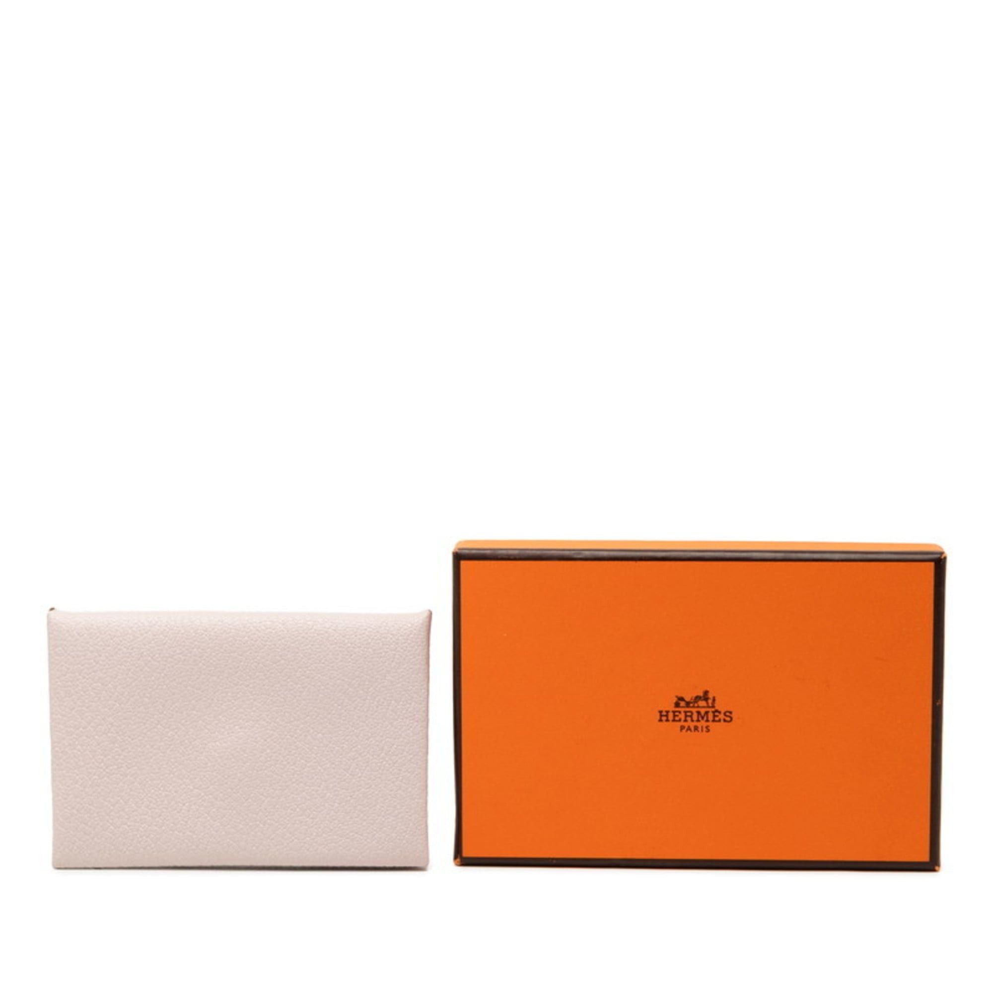 Hermes Hermes Hermès Calvi Business Card Case, Mauve Pale Pink Chevre Mysore, Women's Size ONE SIZE - 8 Thumbnail