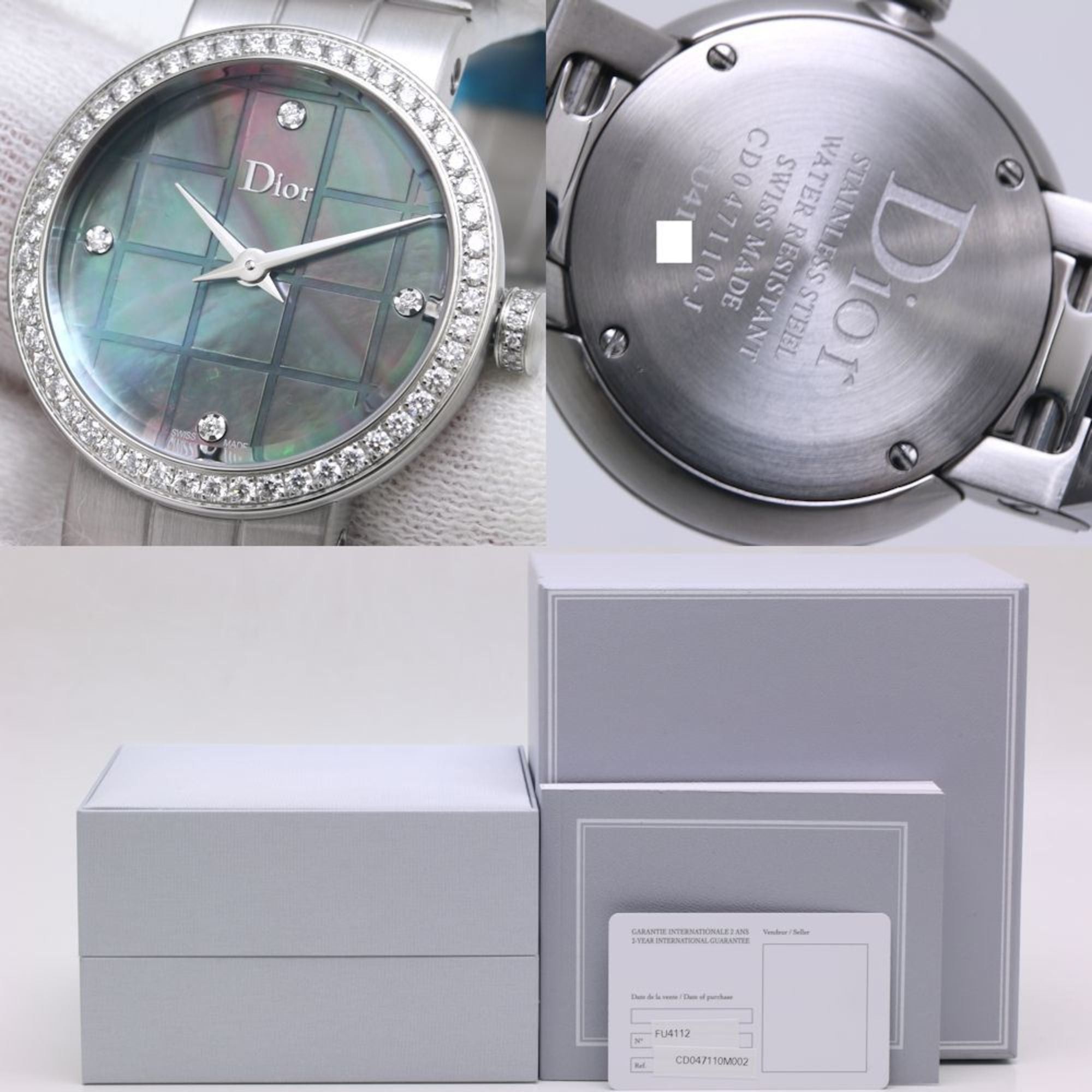 Dior Christian Dior La D de CD047110M002 Watch with 4 Diamonds and Diamond Bezel, Stainless Steel, Women's, 39934 Size ONE SIZE - 8 Thumbnail