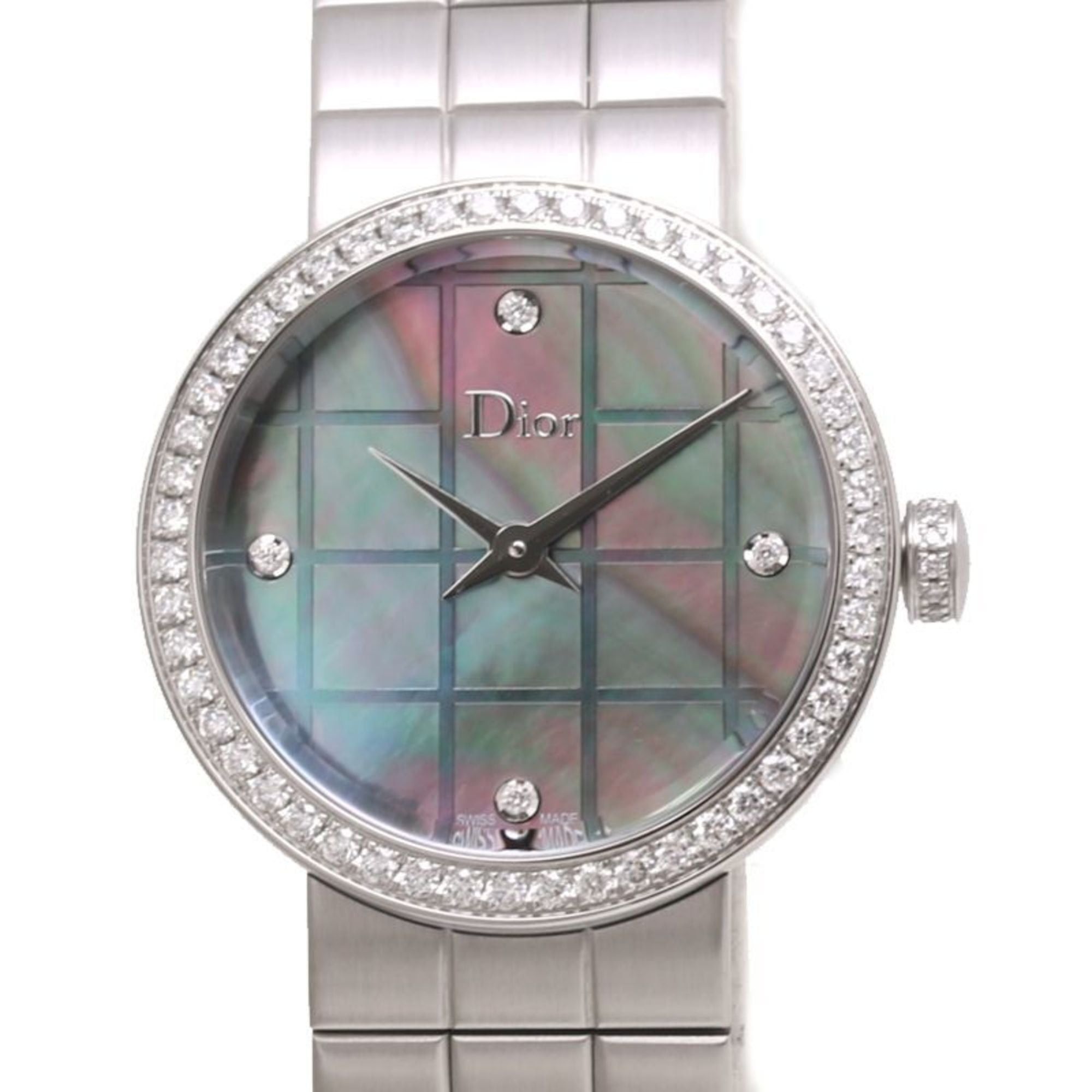 Dior Christian Dior La D de CD047110M002 Watch with 4 Diamonds and Diamond Bezel, Stainless Steel, Women's, 39934 Size ONE SIZE - 2 Thumbnail