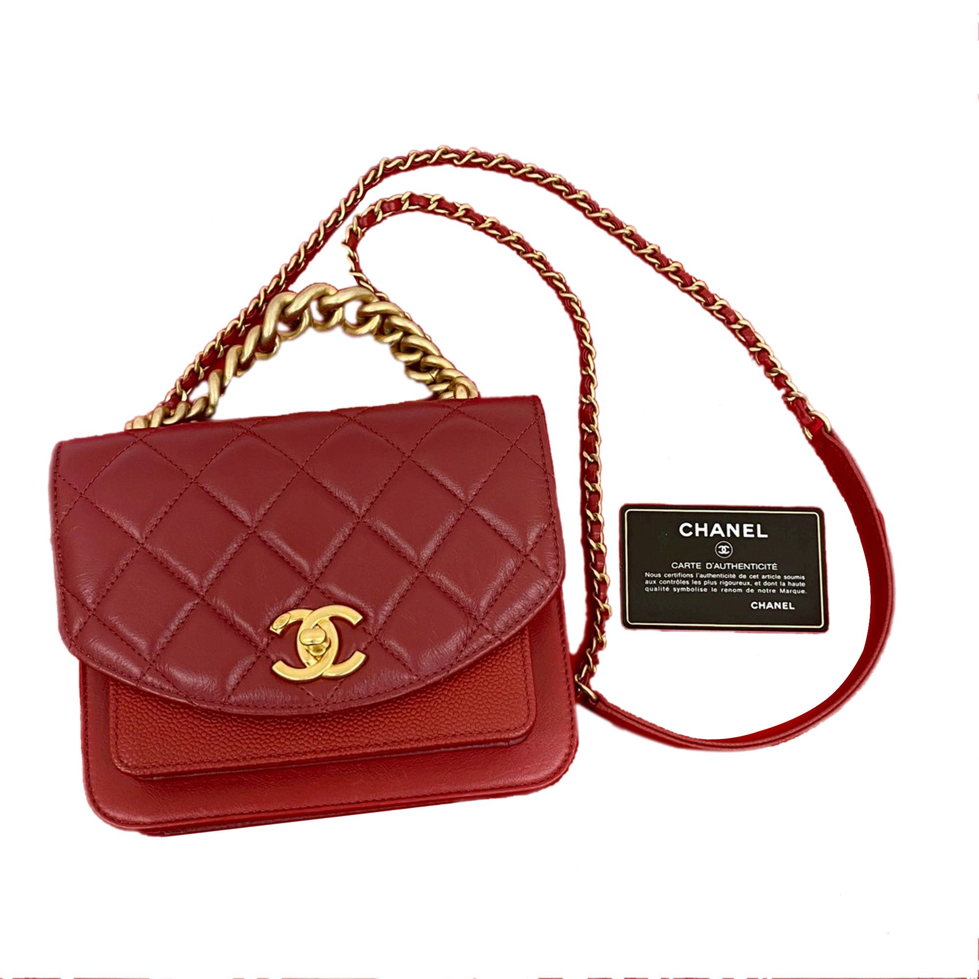 Chanel Chanel Mini Quilted Calfskin and Caviar Chain Handle Flap Size ONE SIZE - 9 Thumbnail