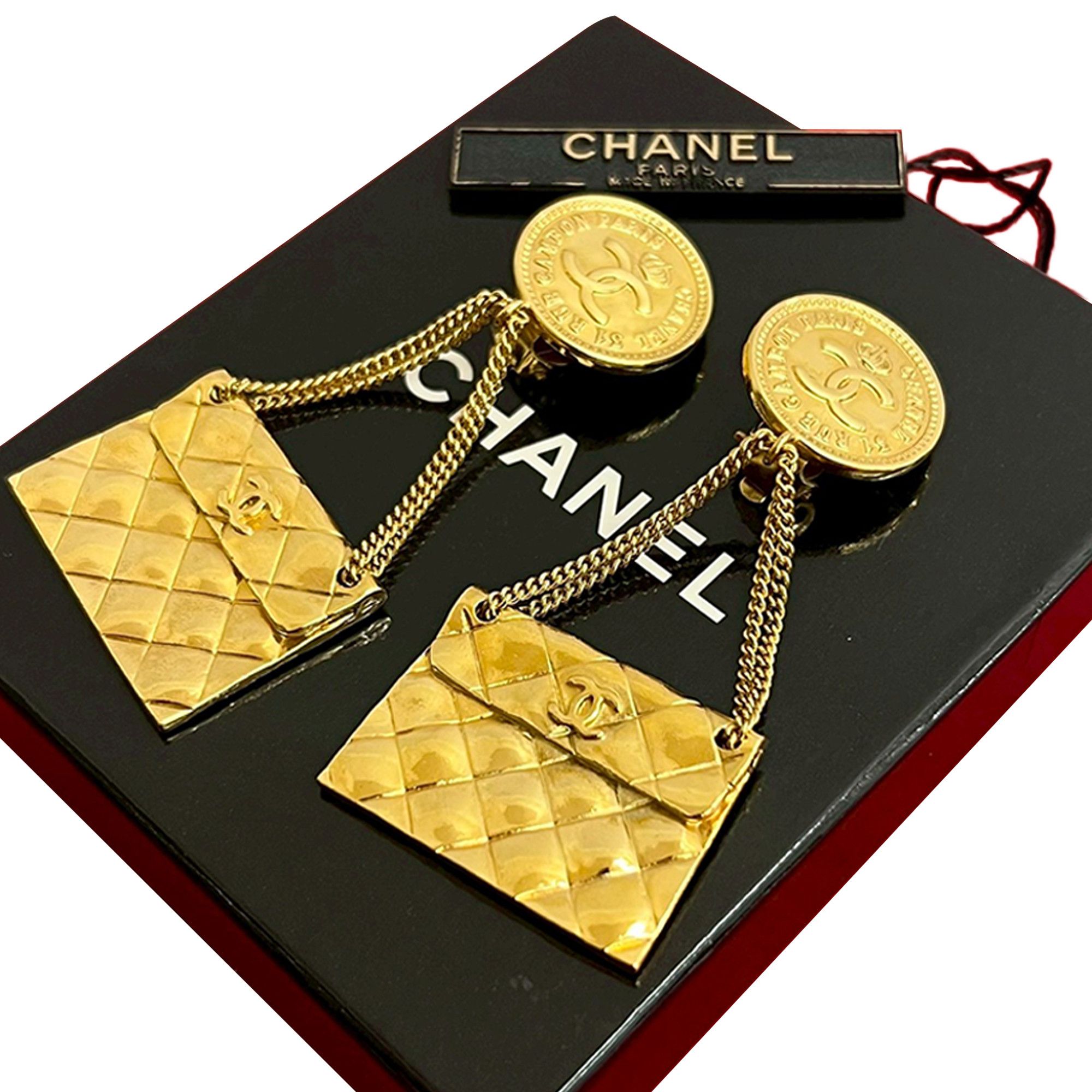 Chanel Chanel CC Gold Plated Classic Quilted Flap Medallion Clip On Earrings Size ONE SIZE - 5 Thumbnail