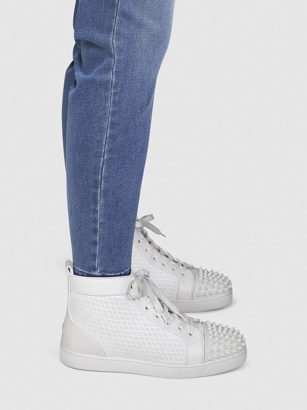 White Leather Lou Spikes Orlato Trainers