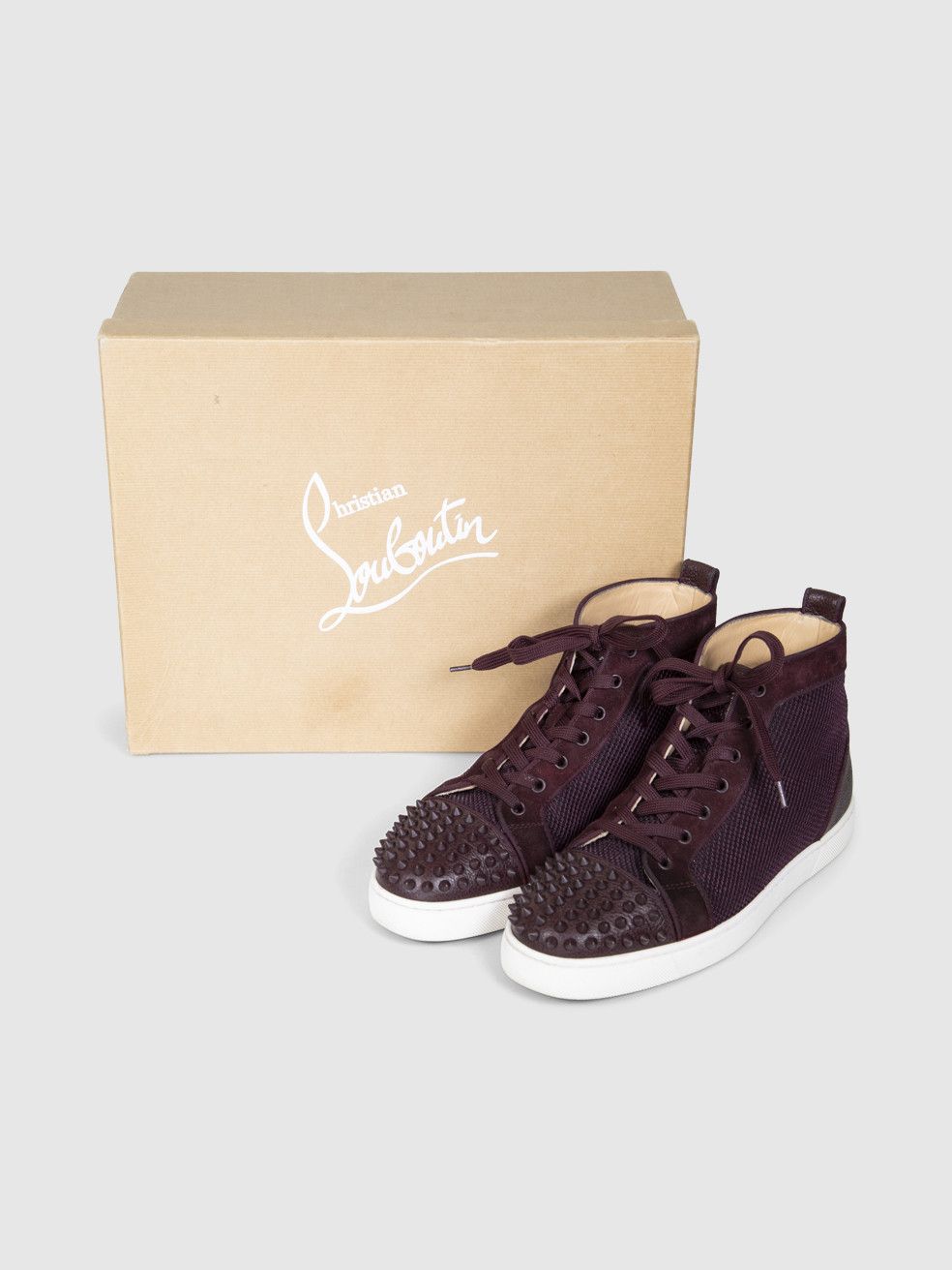 Christian Louboutin Purple Lou Spikes Orlato Trainers Size US 12 / IT 42 - 3 Thumbnail