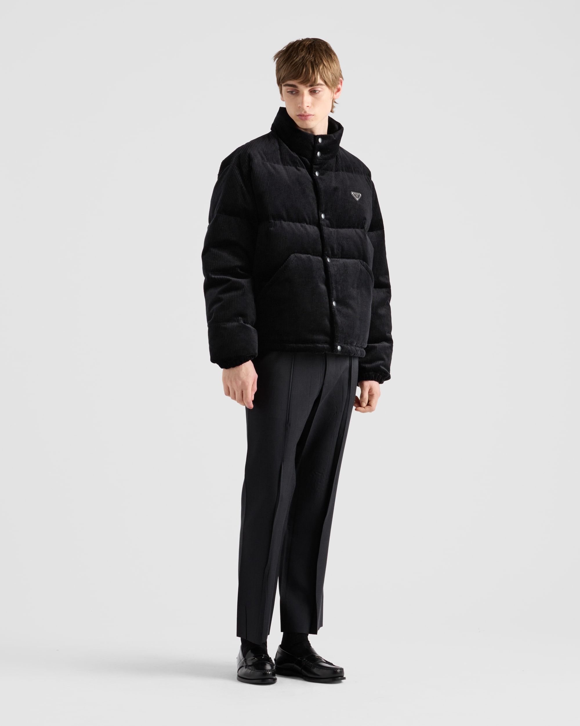 Cropped corduroy down jacket