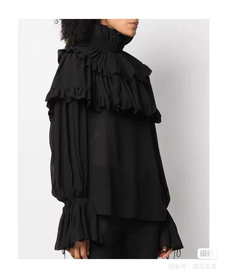 Saint Laurent Paris Saint Laurent Black Pleated Silk Top Size XS / US 0-2 / IT 36-38 - 6 Thumbnail