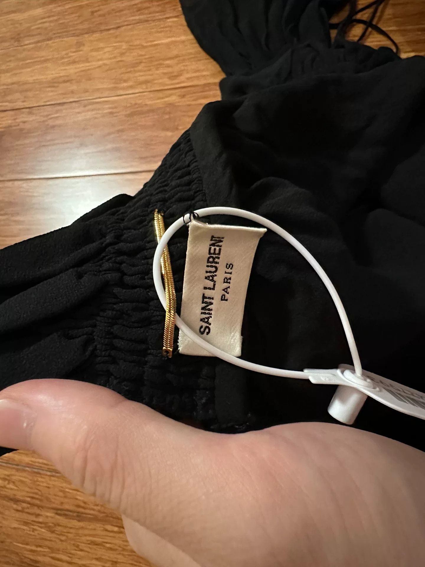 Saint Laurent Paris Saint Laurent Black Pleated Silk Top Size XS / US 0-2 / IT 36-38 - 3 Thumbnail