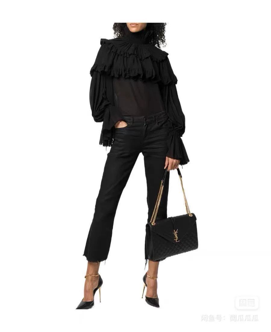 Saint Laurent Paris Saint Laurent Black Pleated Silk Top Size XS / US 0-2 / IT 36-38 - 7 Thumbnail