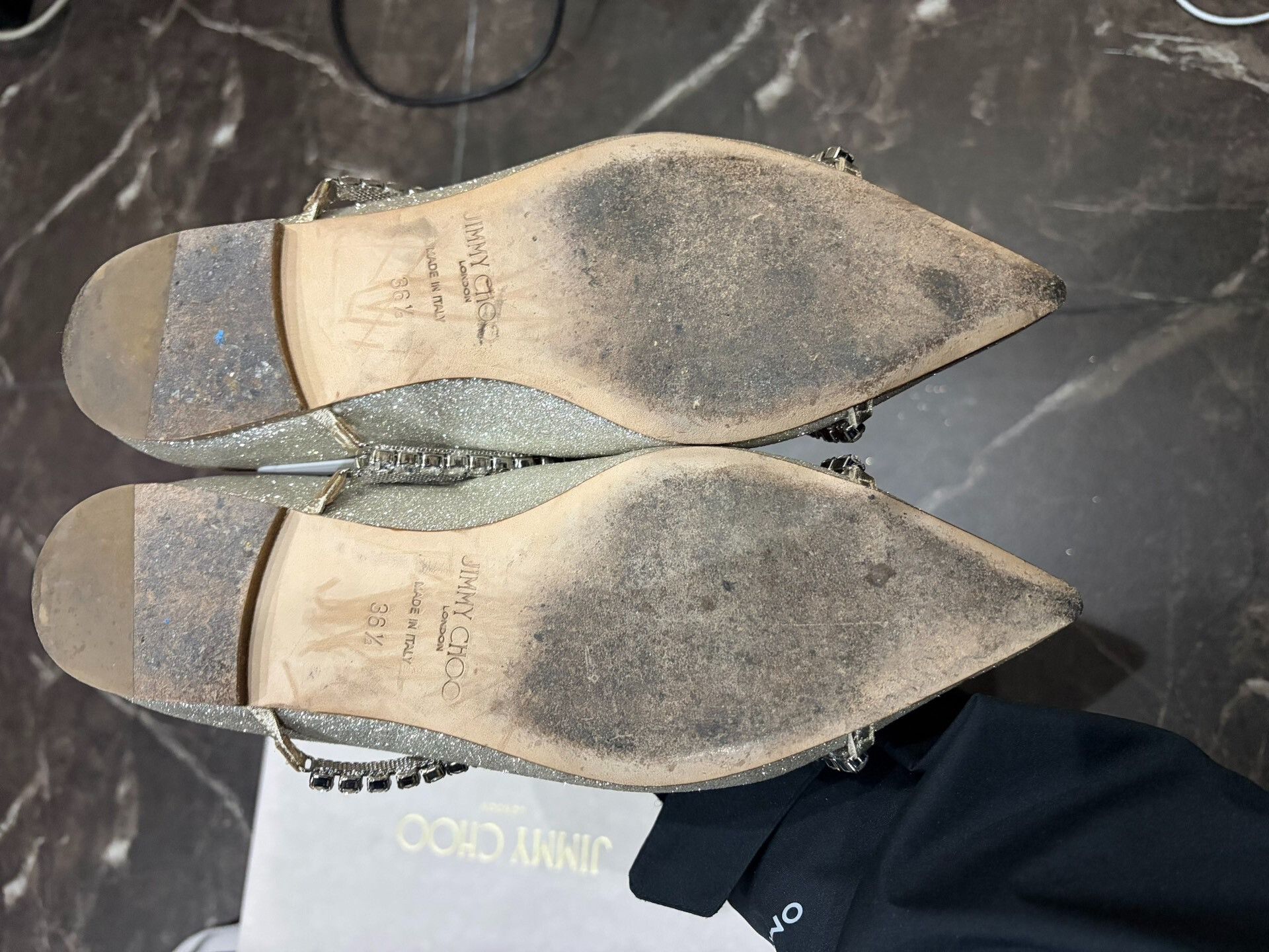 Jimmy Choo Jimmy Choo Glitter Cross Chain Flats Size US 5.5 / IT 35.5 - 5 Thumbnail