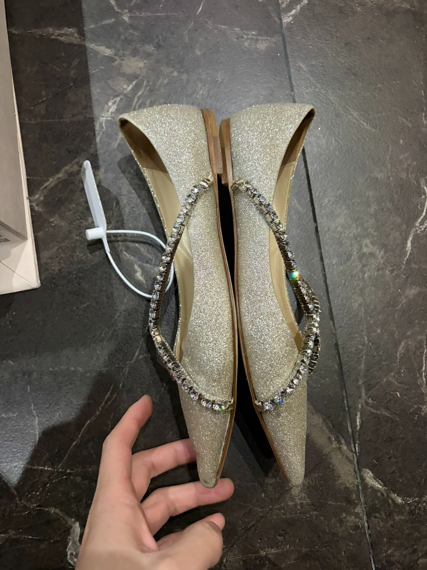 Jimmy Choo Jimmy Choo Glitter Cross Chain Flats Size US 5.5 / IT 35.5 - 3 Thumbnail