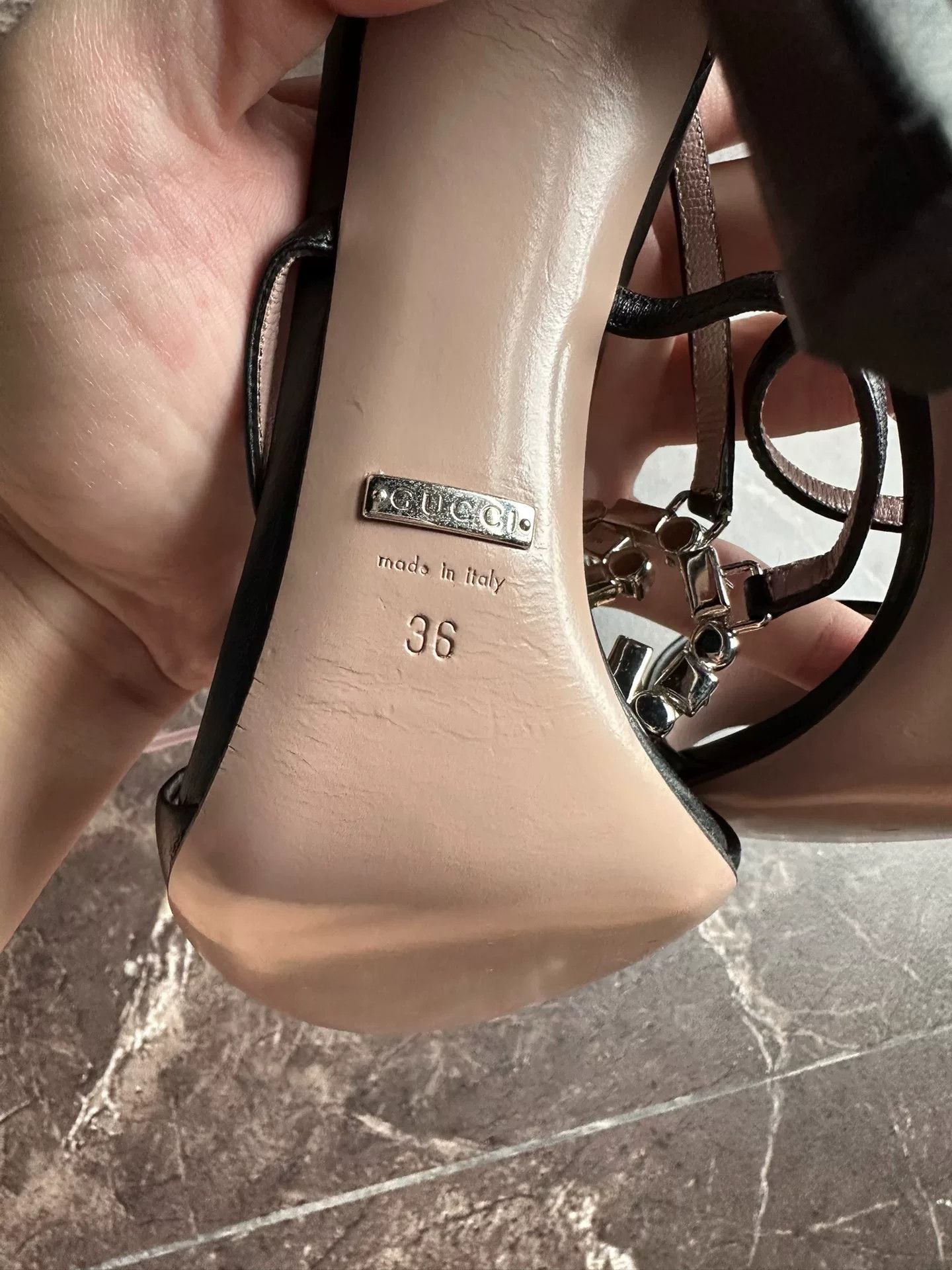 Gucci Gucci Logo Crystal Satin High Heels Size US 5 / IT 35 - 7 Thumbnail