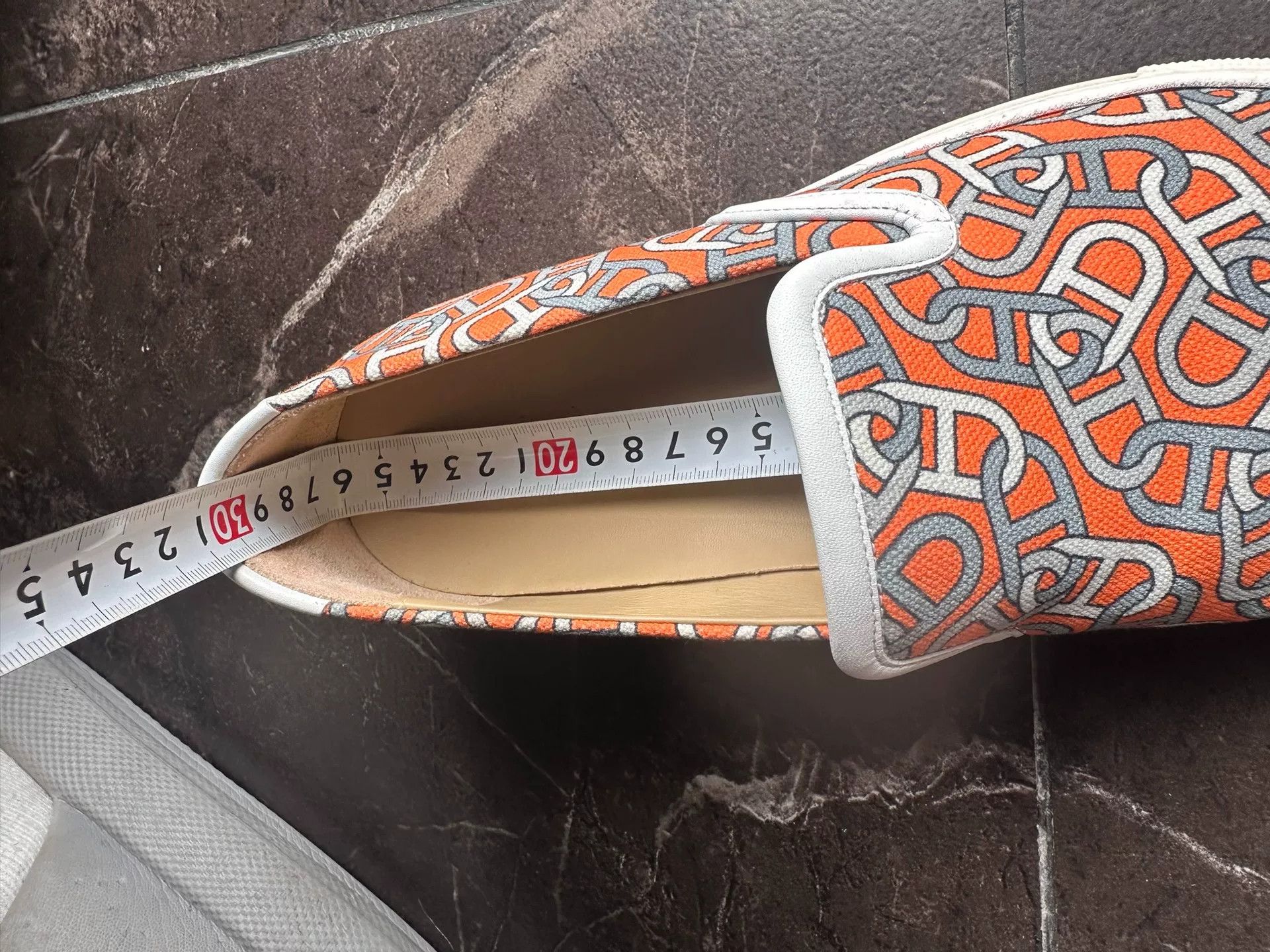 Hermes Hermes Men's Orange Chain Print Slip-On Canvas Size US 6.5 / EU 39-40 - 8 Thumbnail