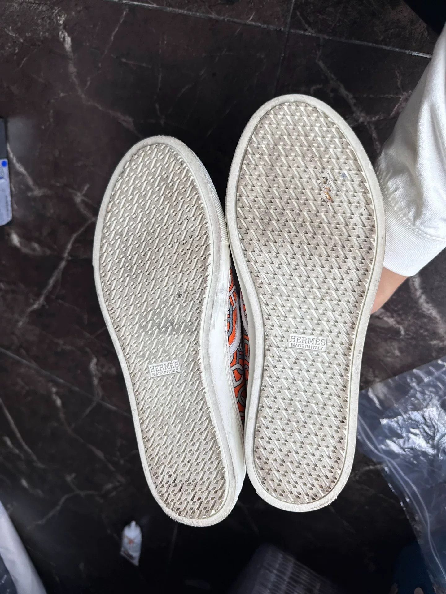 Hermes Hermes Men's Orange Chain Print Slip-On Canvas Size US 6.5 / EU 39-40 - 6 Thumbnail