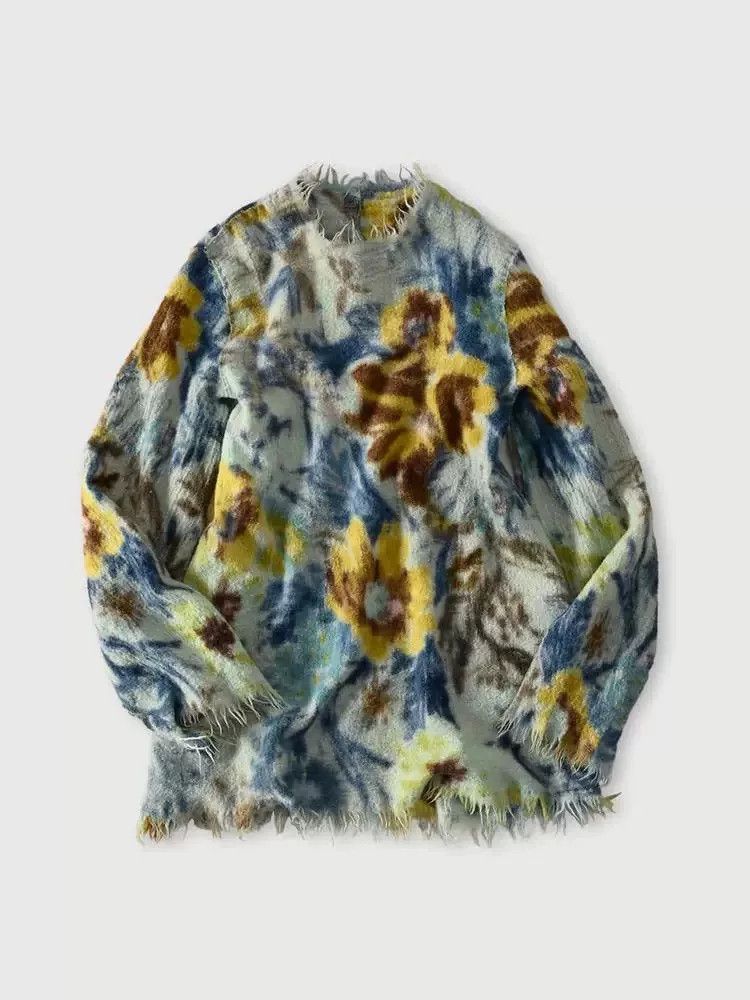 45rpm Artistic Blue Floral Wool Sweater Size M / US 6-8 / IT 42-44 - 2 Thumbnail