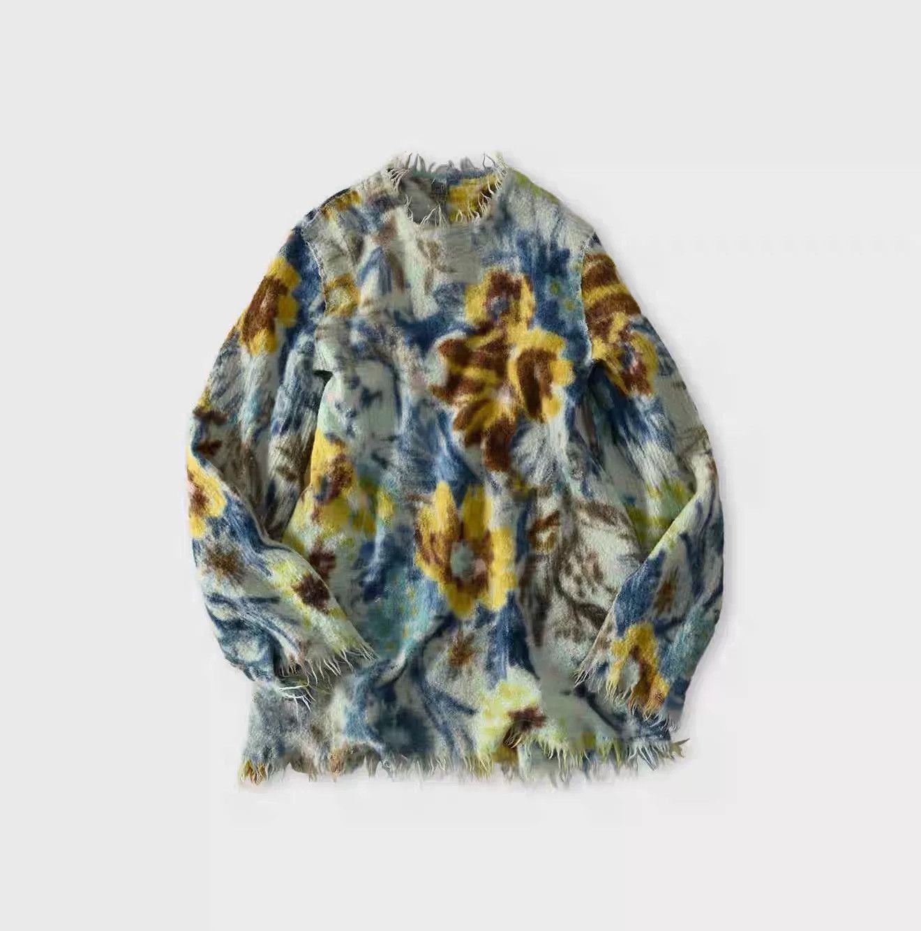 45rpm Artistic Blue Floral Wool Sweater Size M / US 6-8 / IT 42-44 - 3 Thumbnail