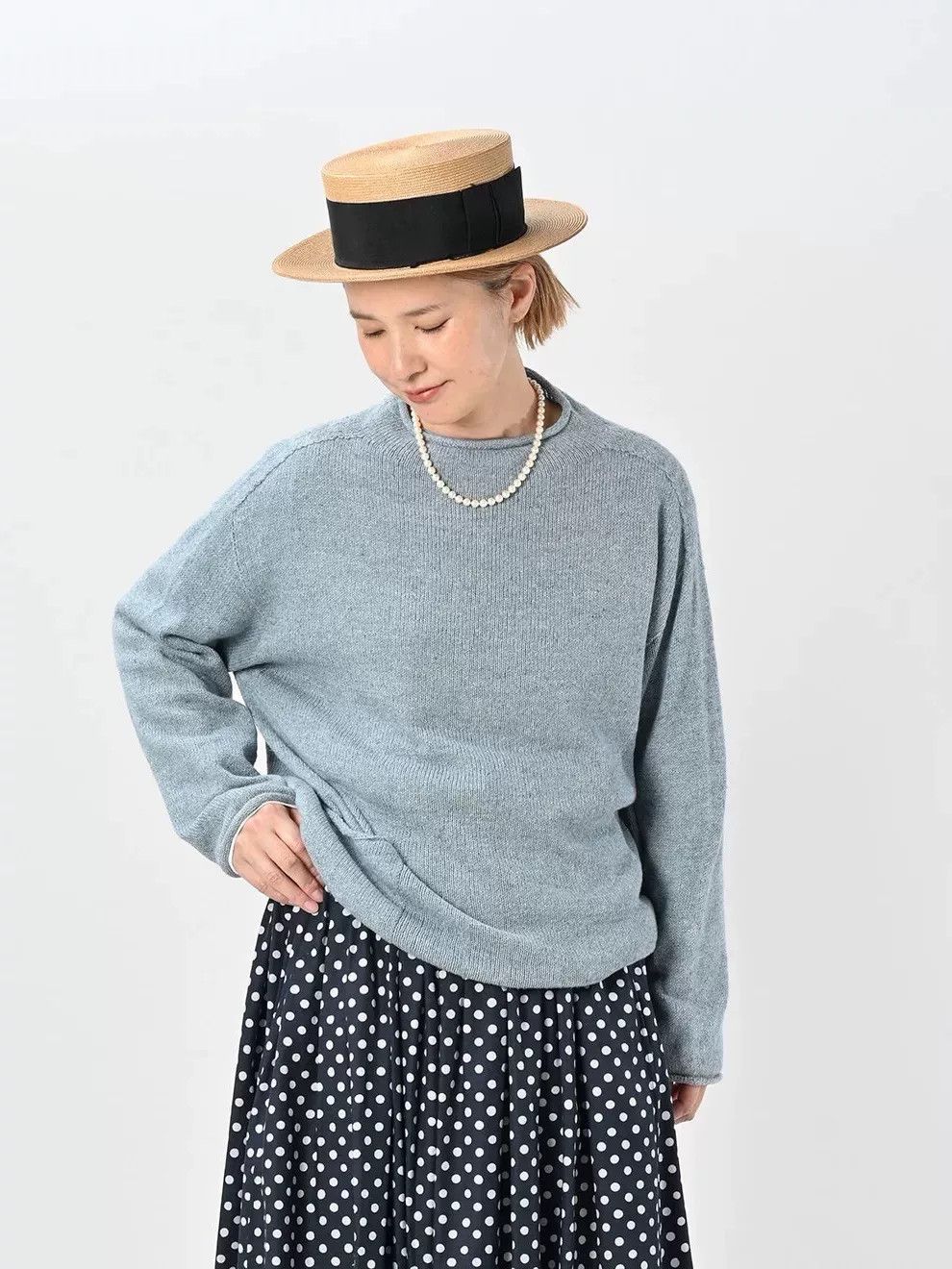 45rpm Blue Knit Sweater for Transitional Weather Size L / US 10 / IT 46 - 3 Thumbnail