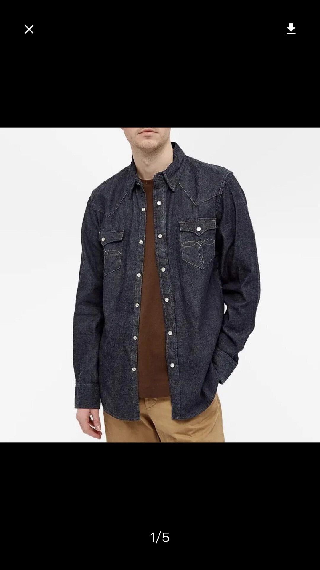 RRL Ralph Lauren RRL Denim Western Long Sleeve Shirt Size US M / EU 48-50 / 2 - 8 Thumbnail